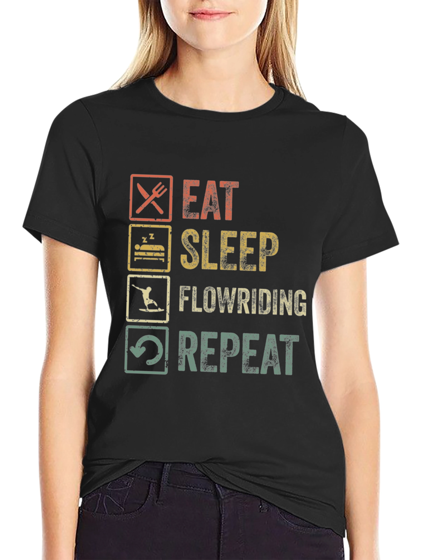 Black Eat Sleep Flowriding Repeat T-Shirt view 2