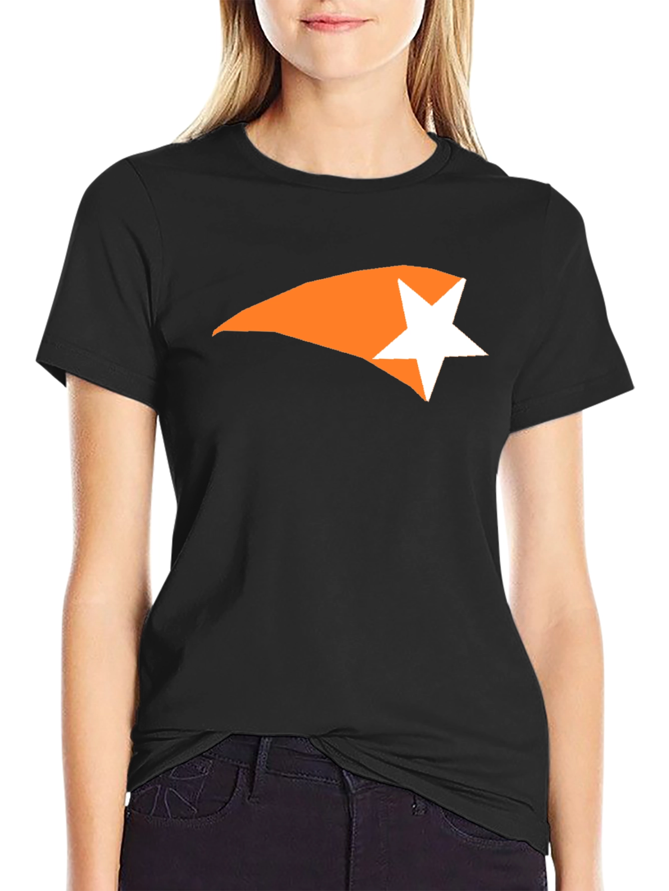 Black Men's Black Graphic Tee - Comet Star Design view 2