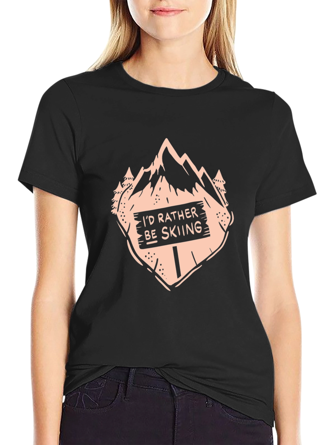 Black I'd Rather Be Skiing T-Shirt - Black view 2