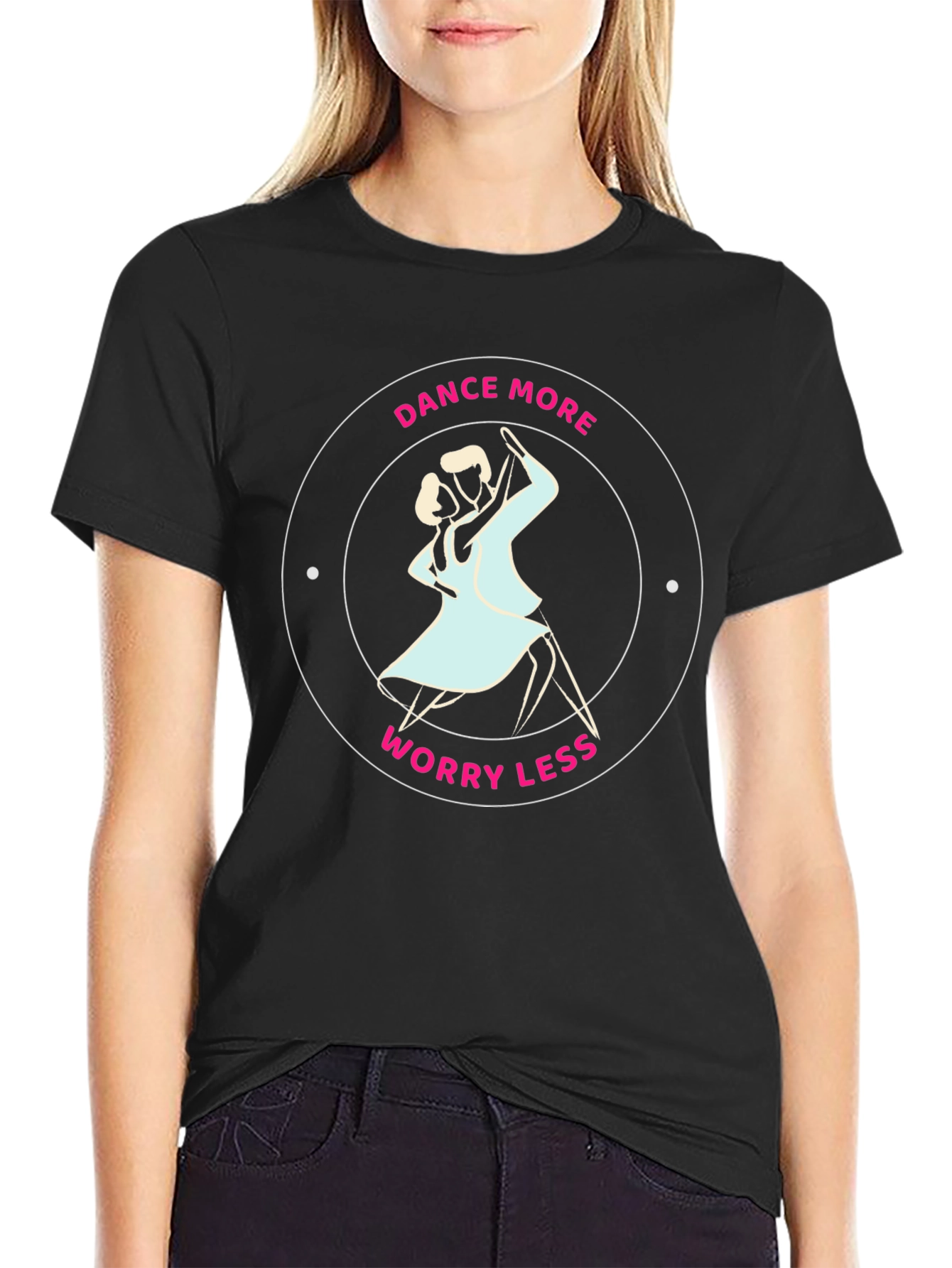 Black Dance More Worry Less Graphic Tee view 2