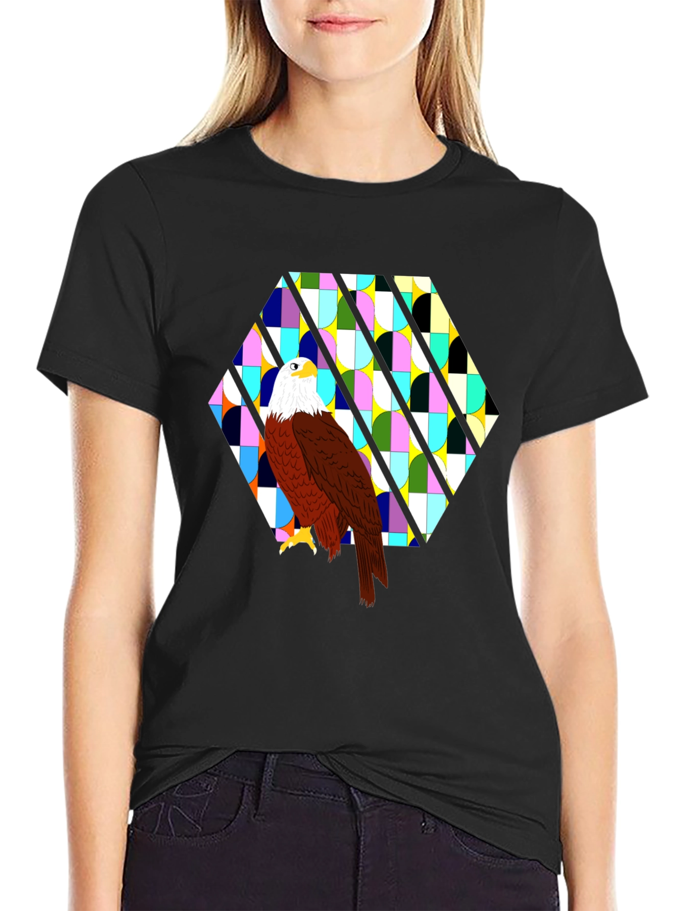 Black Eagle Geometric Tee - Bold Graphic Print view 2