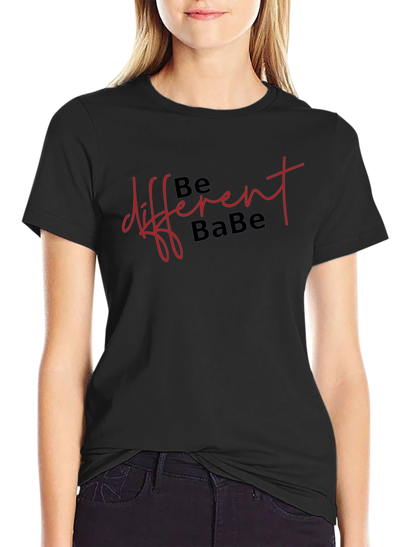 Black Be Different Babe T-Shirt - Classic Black Tee view 2
