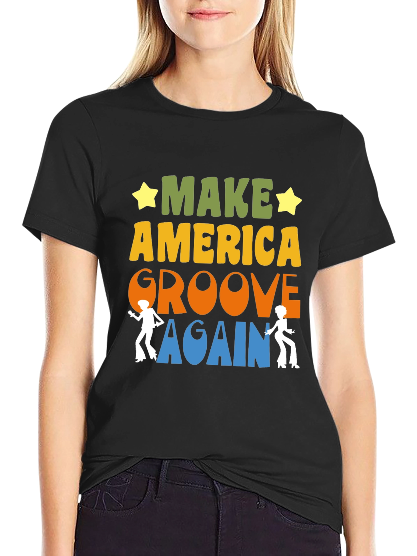 Black Make America Groove Again Retro T-Shirt view 2