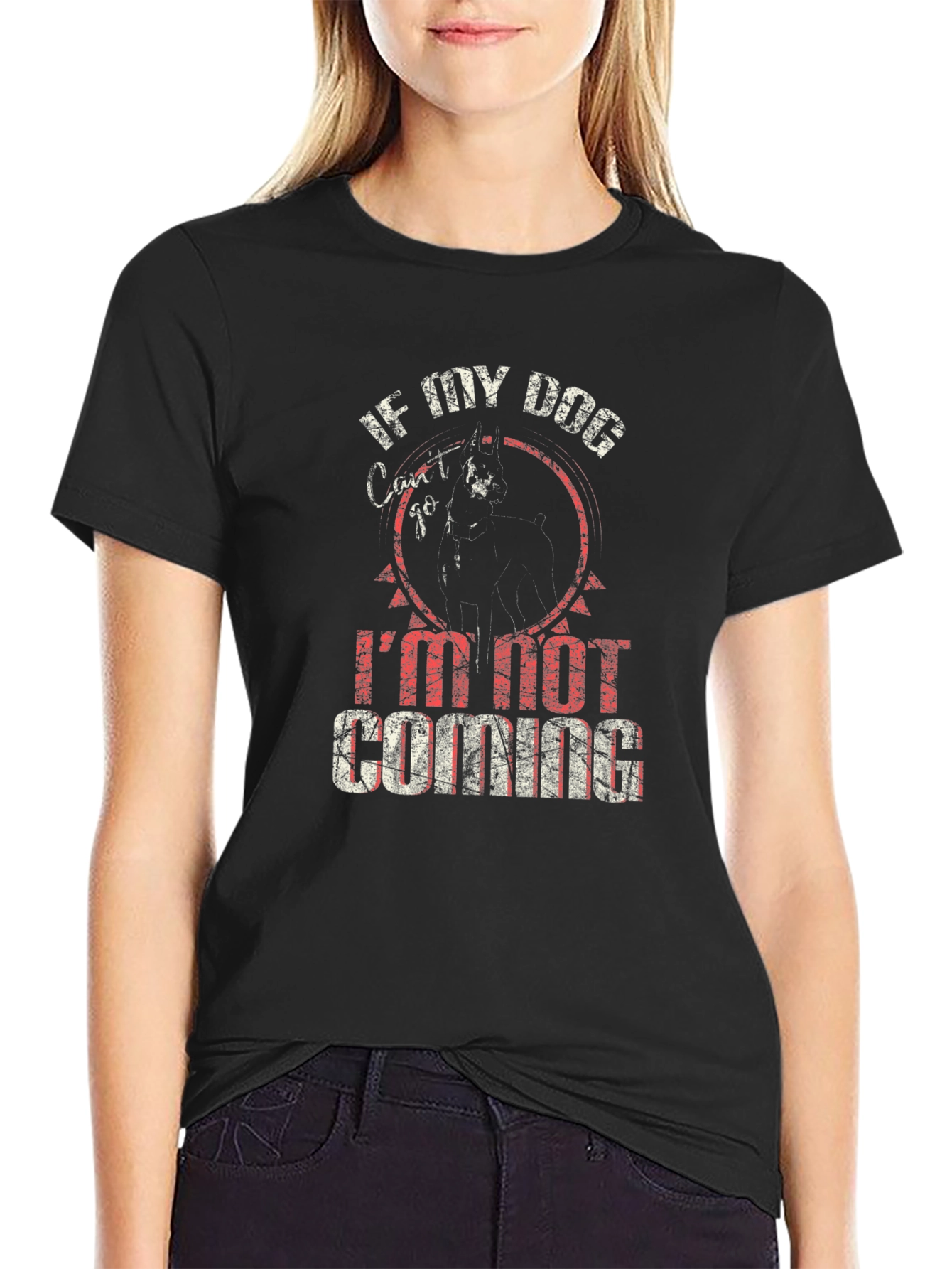 Black If My Dog Can't Go I'm Not Coming Black T-Shirt view 2