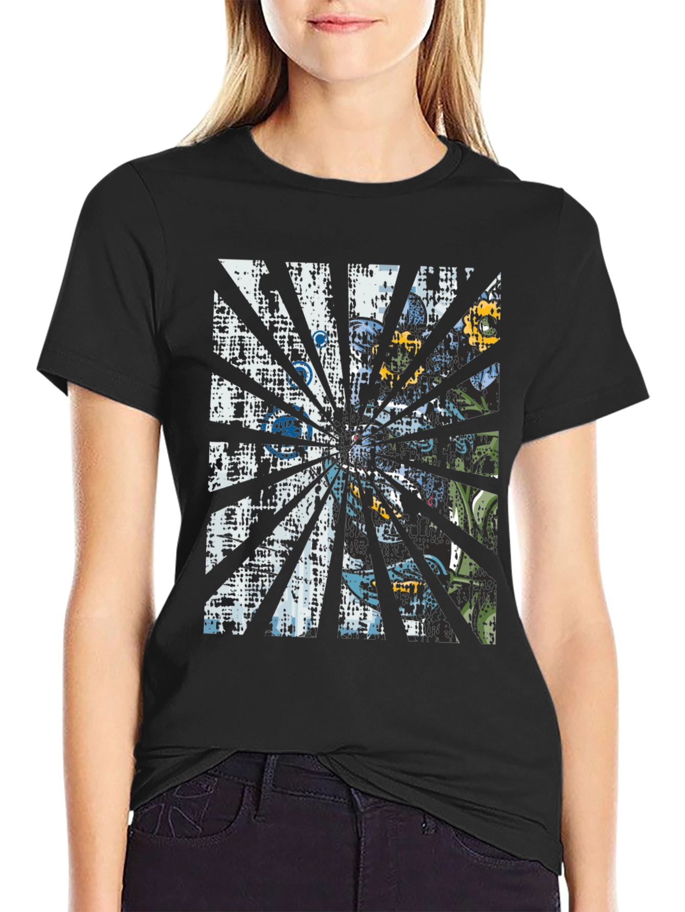 Black Retro Graphic Print Tee - Black view 2