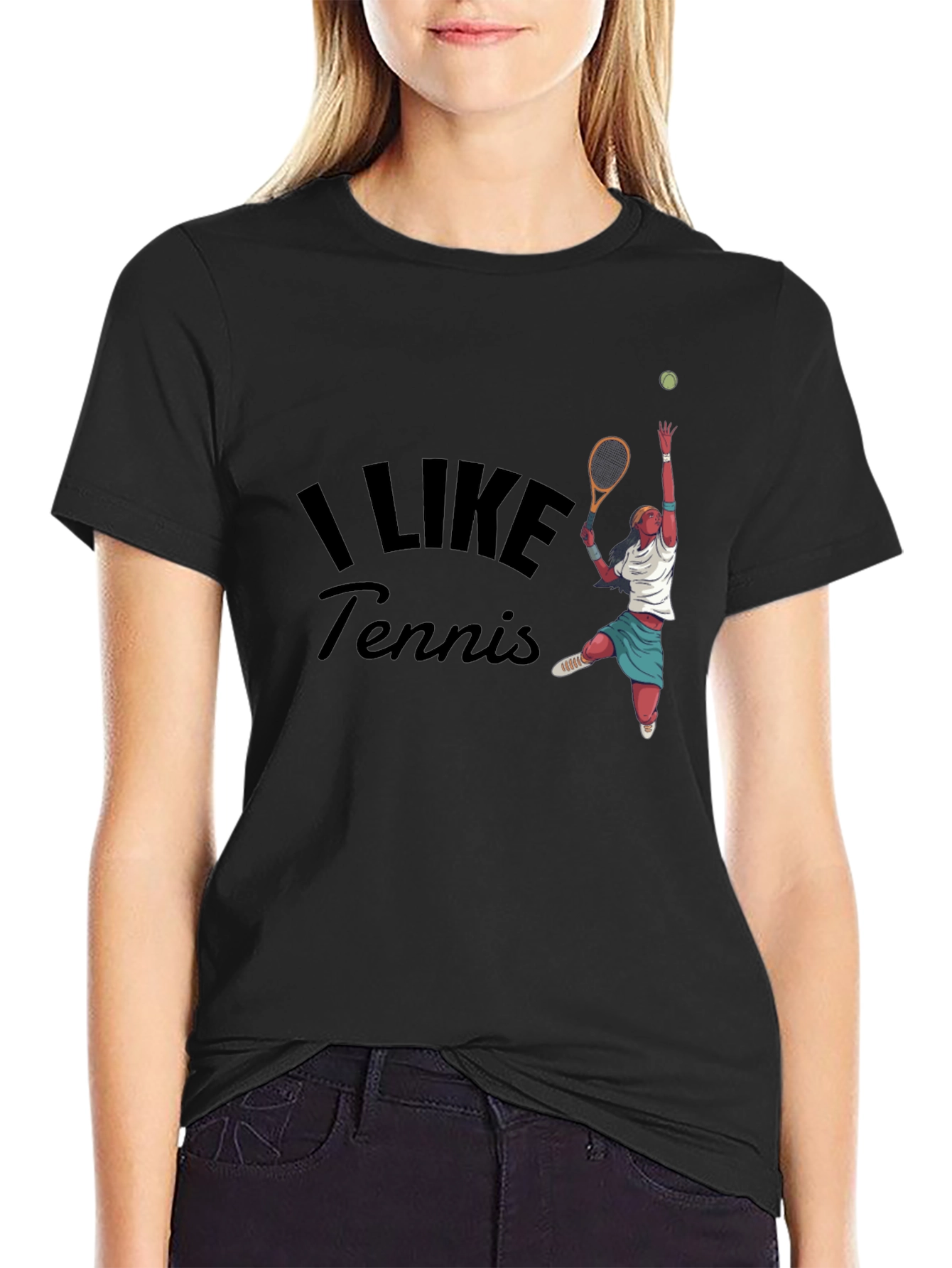 Black I Like Tennis Graphic Tee view 2