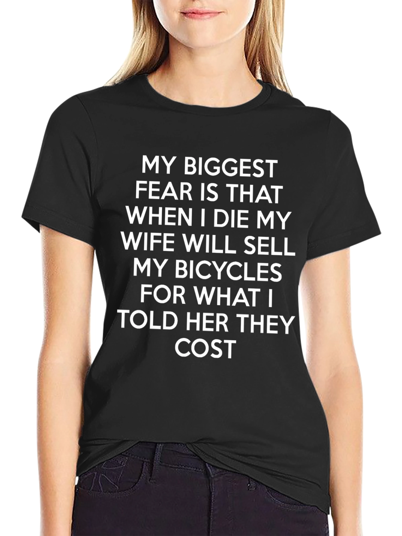 Black Funny Bicyclist T-Shirt - My Biggest Fear view 2