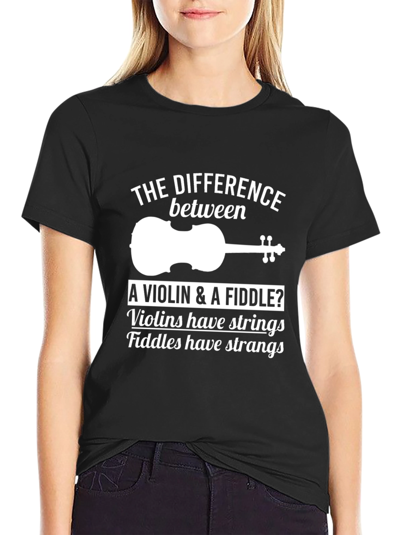 Black Violin & Fiddle Humor T-Shirt view 2