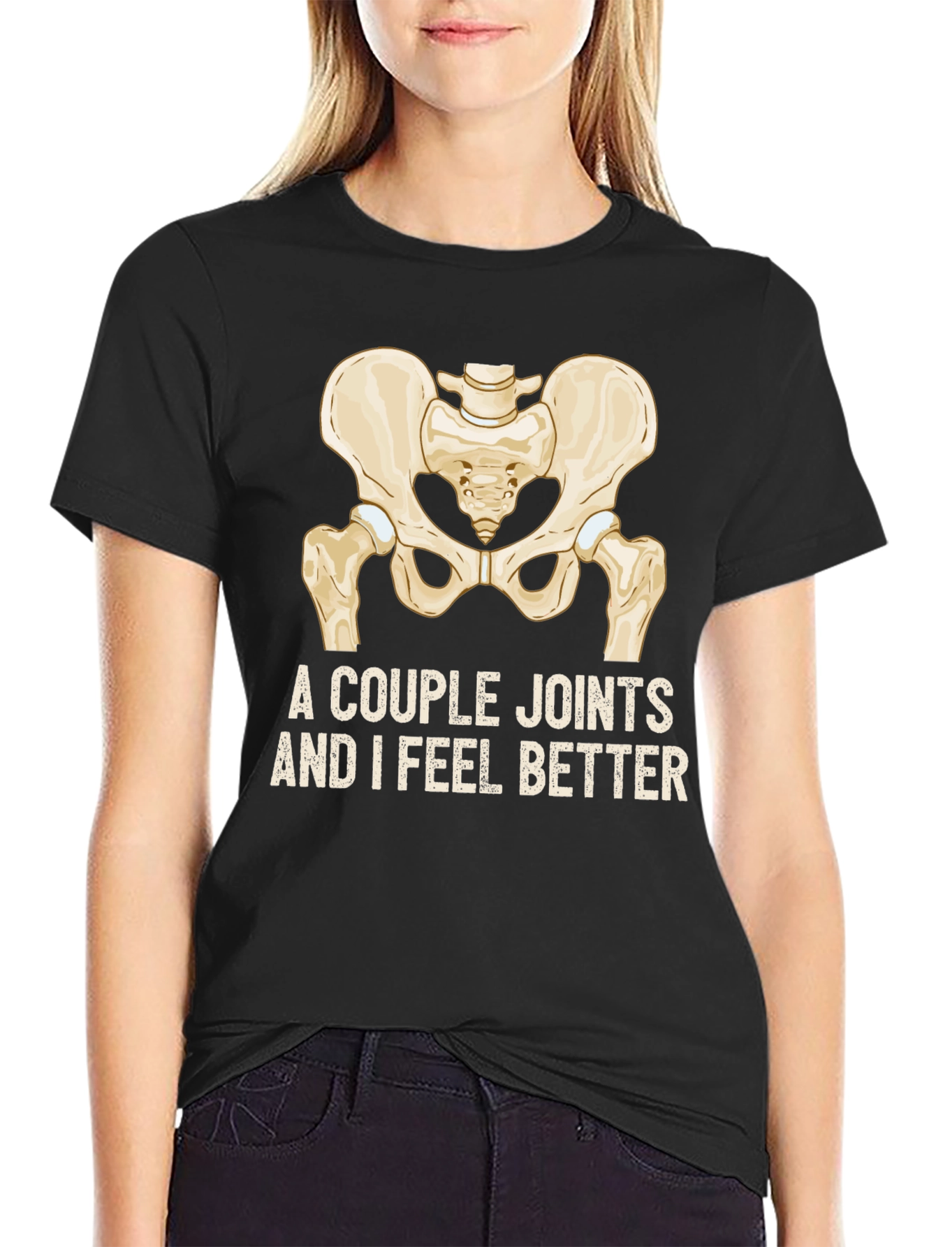 Black Funny Hip Joint T-Shirt - A Couple Joints and I Feel Better view 2