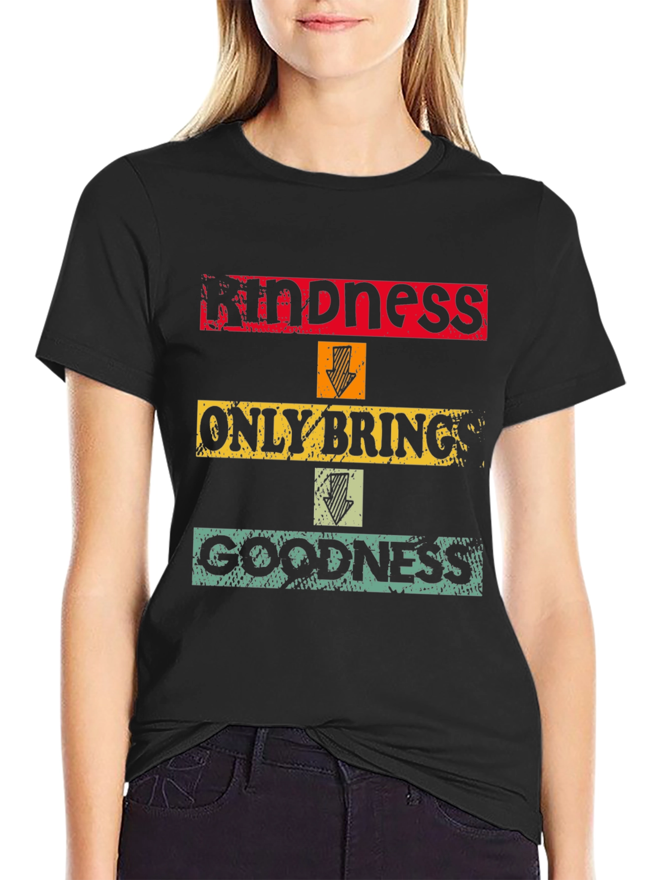Black Kindness Brings Goodness Graphic T-Shirt view 2