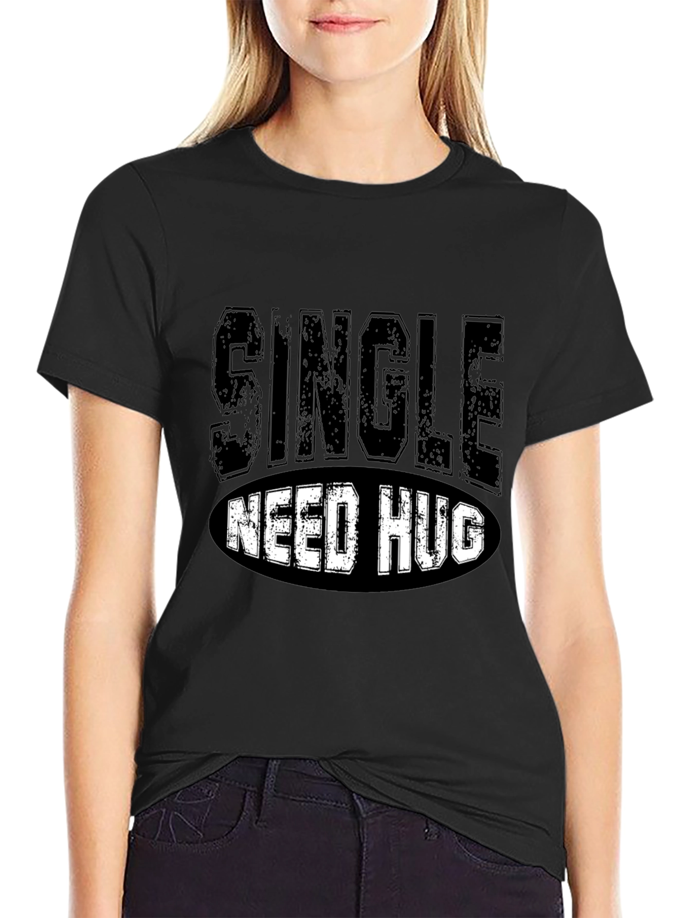 Black Single Need Hug Black Graphic T-Shirt view 2