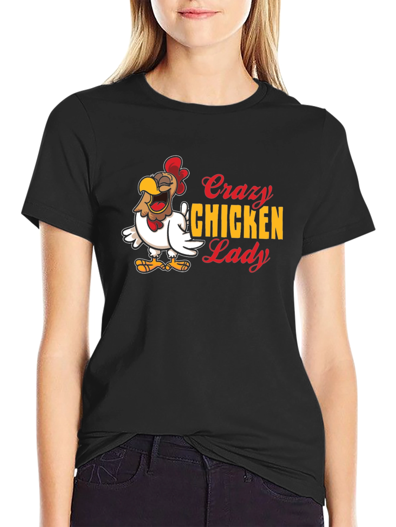 Black Crazy Chicken Lady Graphic Tee - Black view 2