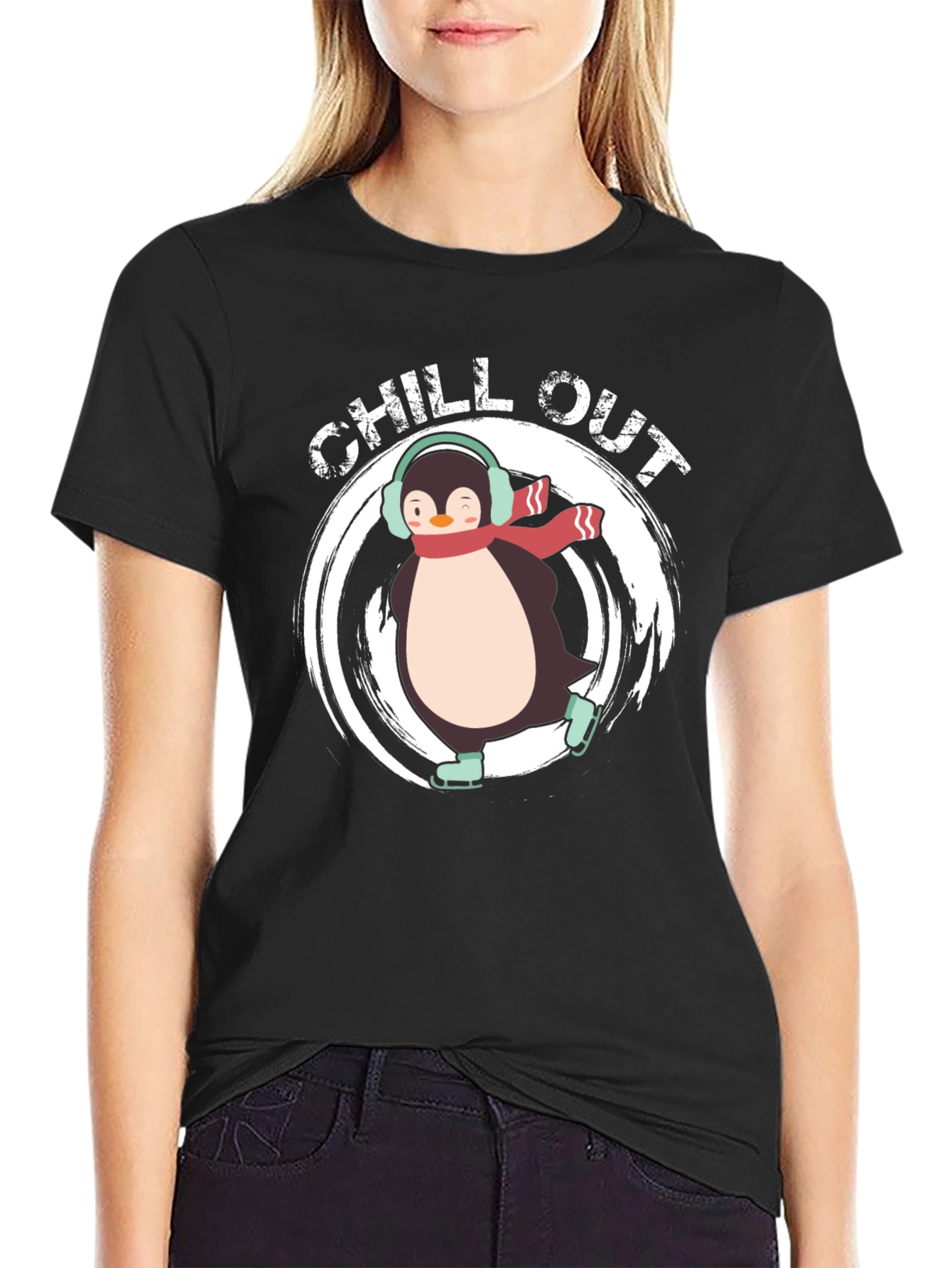 Black Chill Out Penguin T-Shirt view 2