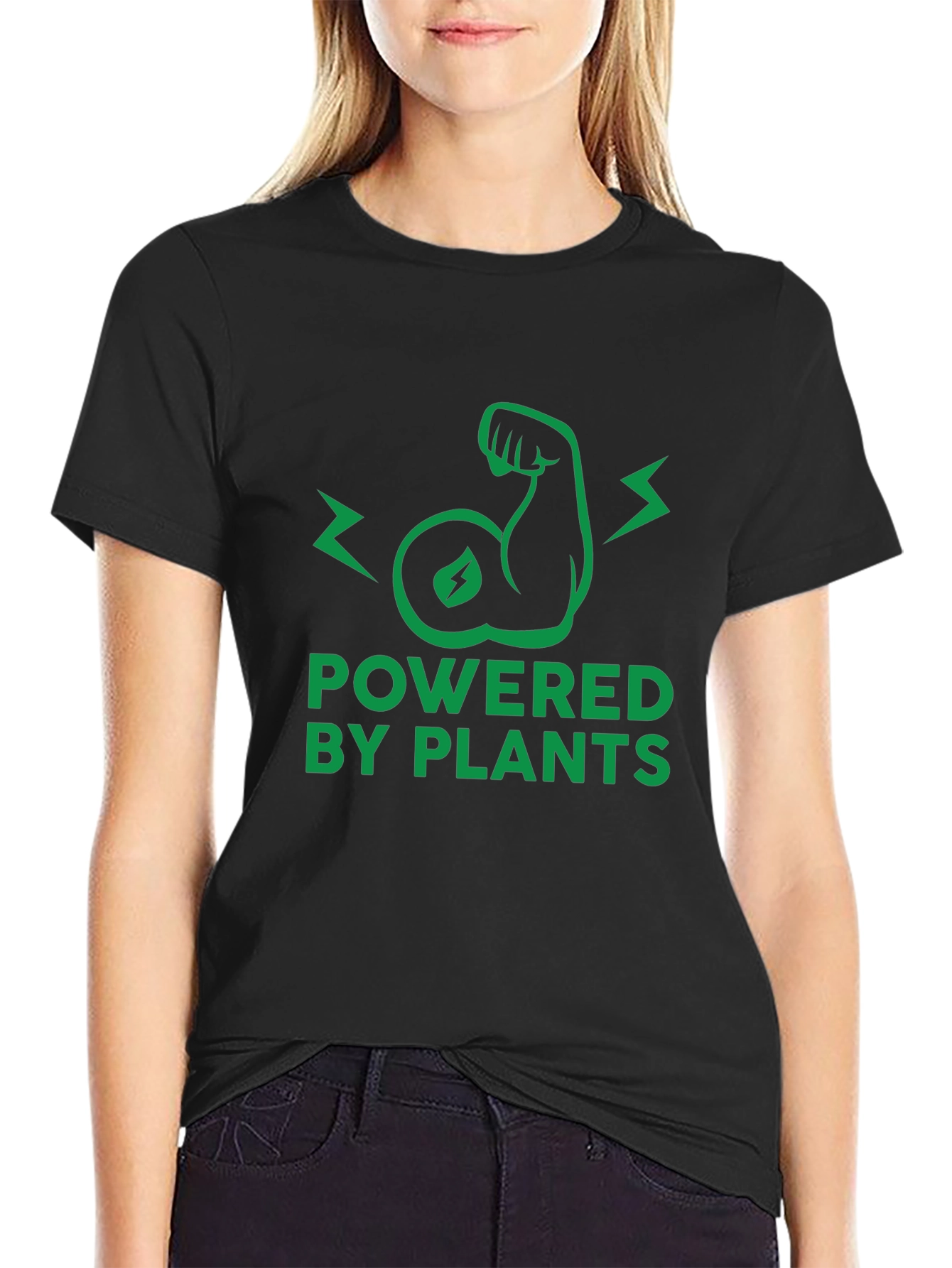 Black Powered By Plants Vegan T-Shirt view 2