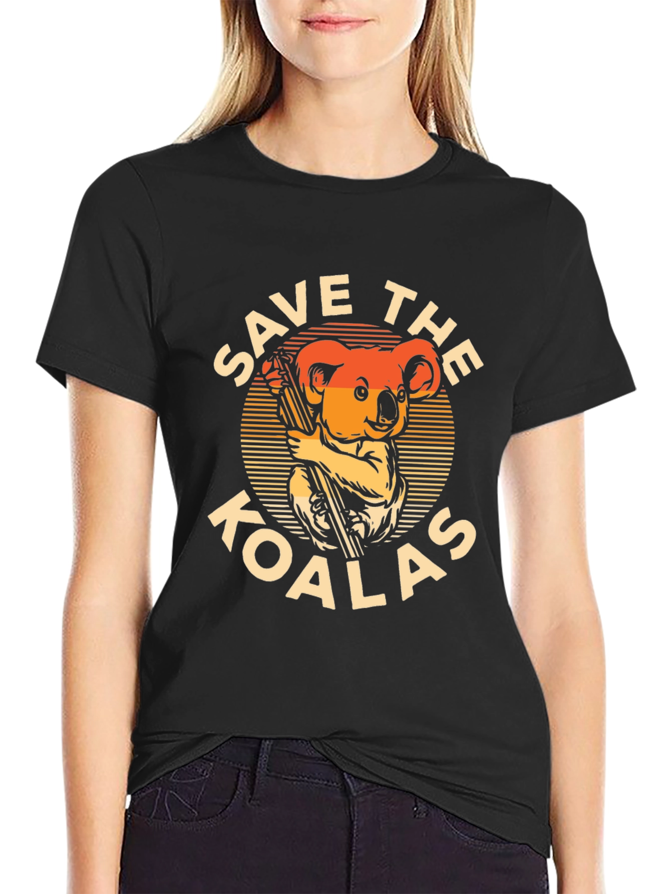 Black Save the Koalas Graphic T-Shirt - Black Cotton Tee view 2