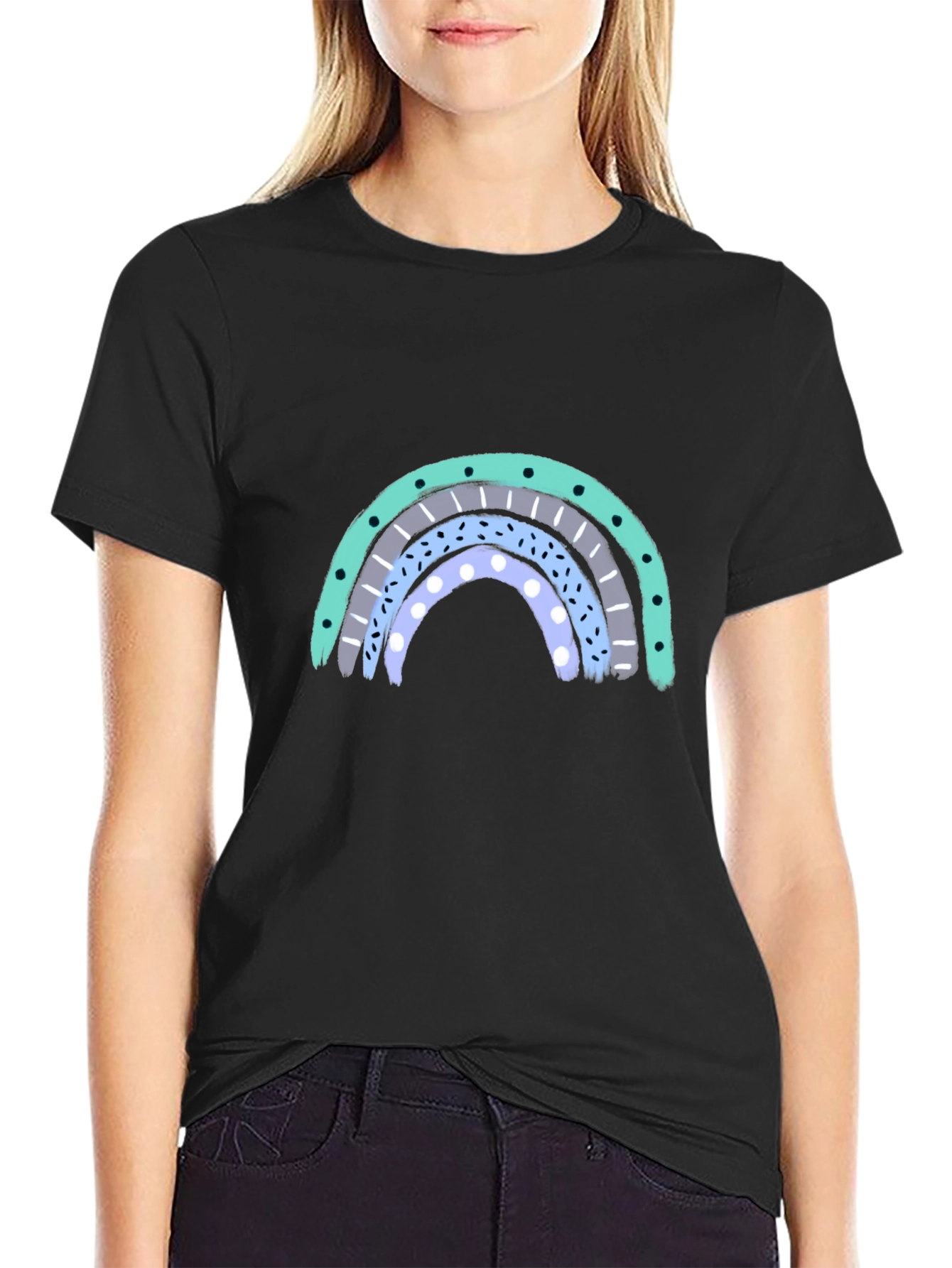 Black Rainbow Graphic T-Shirt - Casual Cool view 2