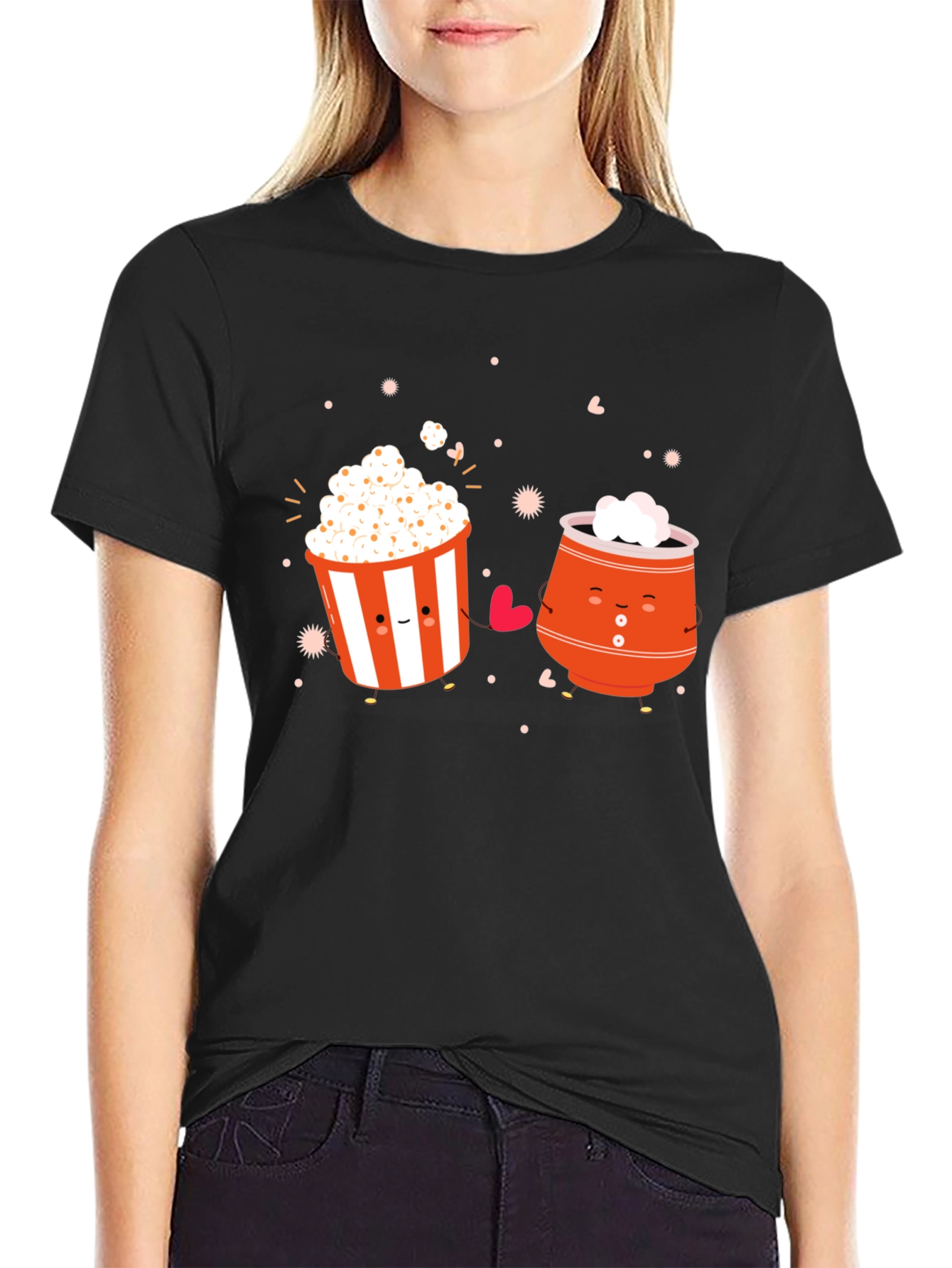 Black Cute Cartoon Snack Graphic Tee view 2