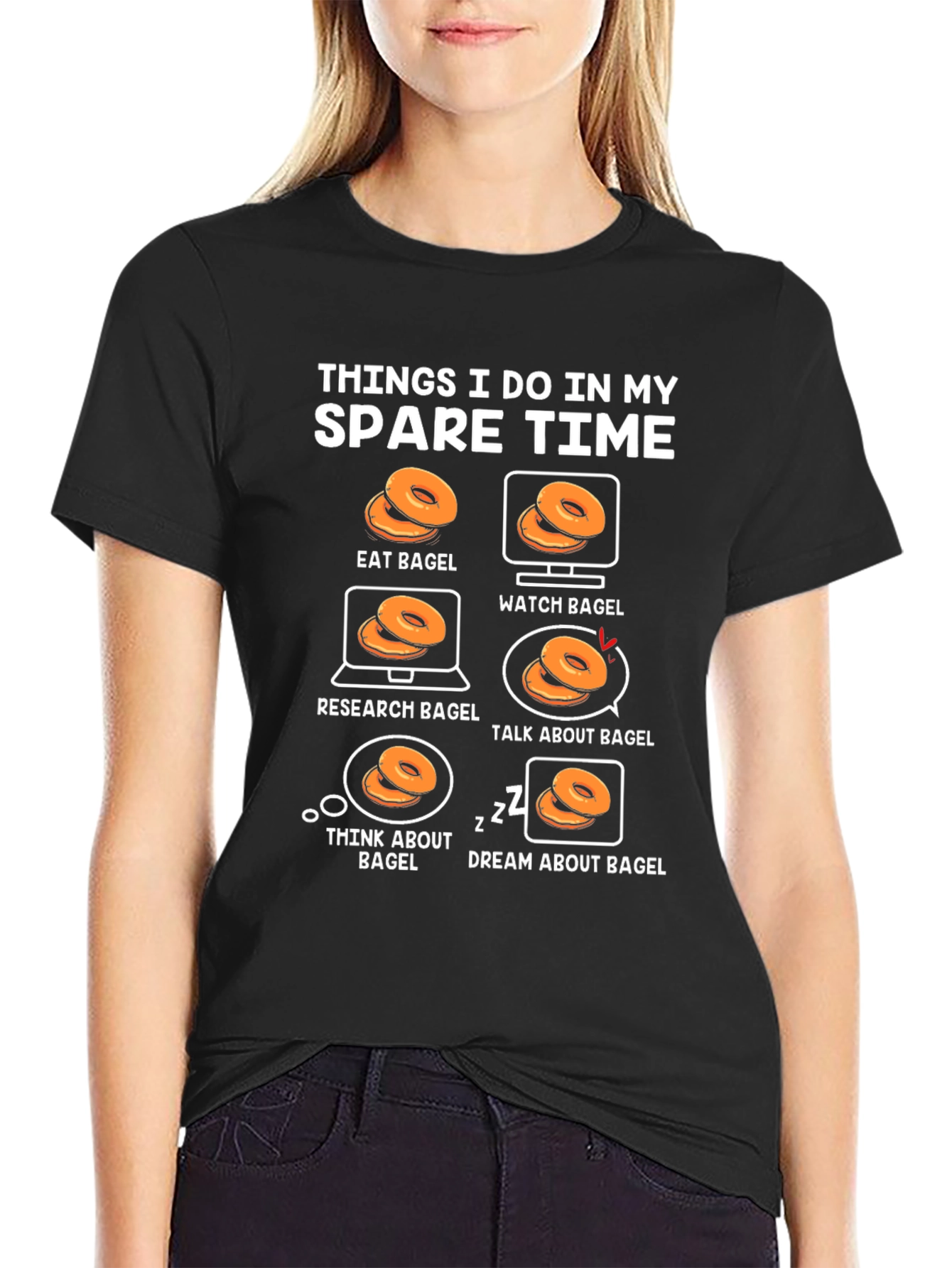 Black Bagel Lover T-Shirt: Spare Time Activities view 2