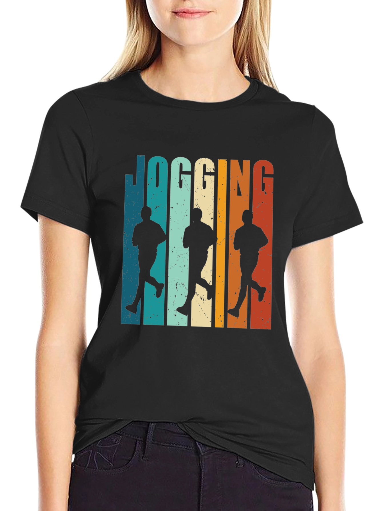 Black Retro Jogging Graphic Tee - Cool Runner Design view 2