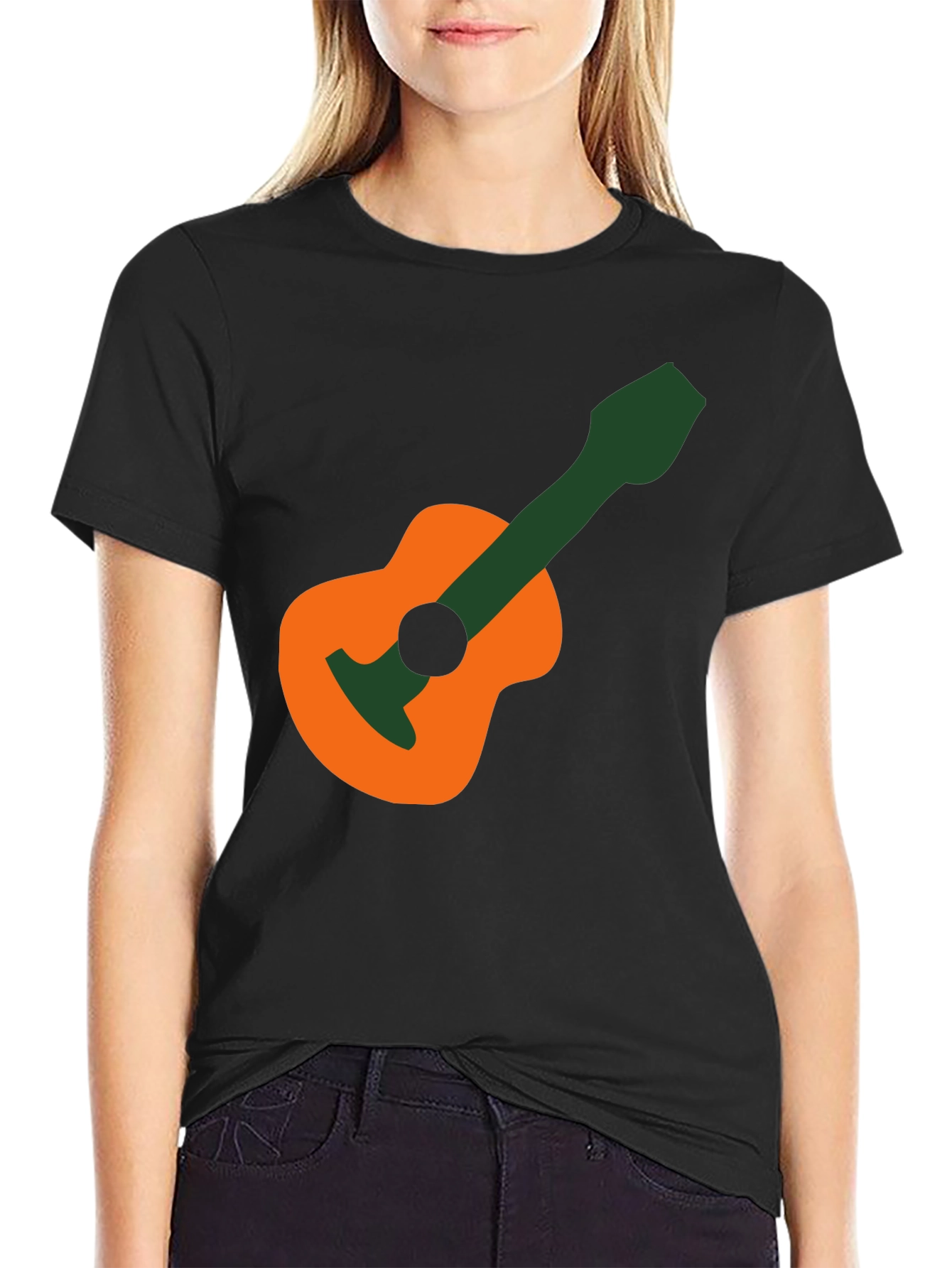 Black Guitar Graphic T-Shirt - Black Cotton Tee view 2