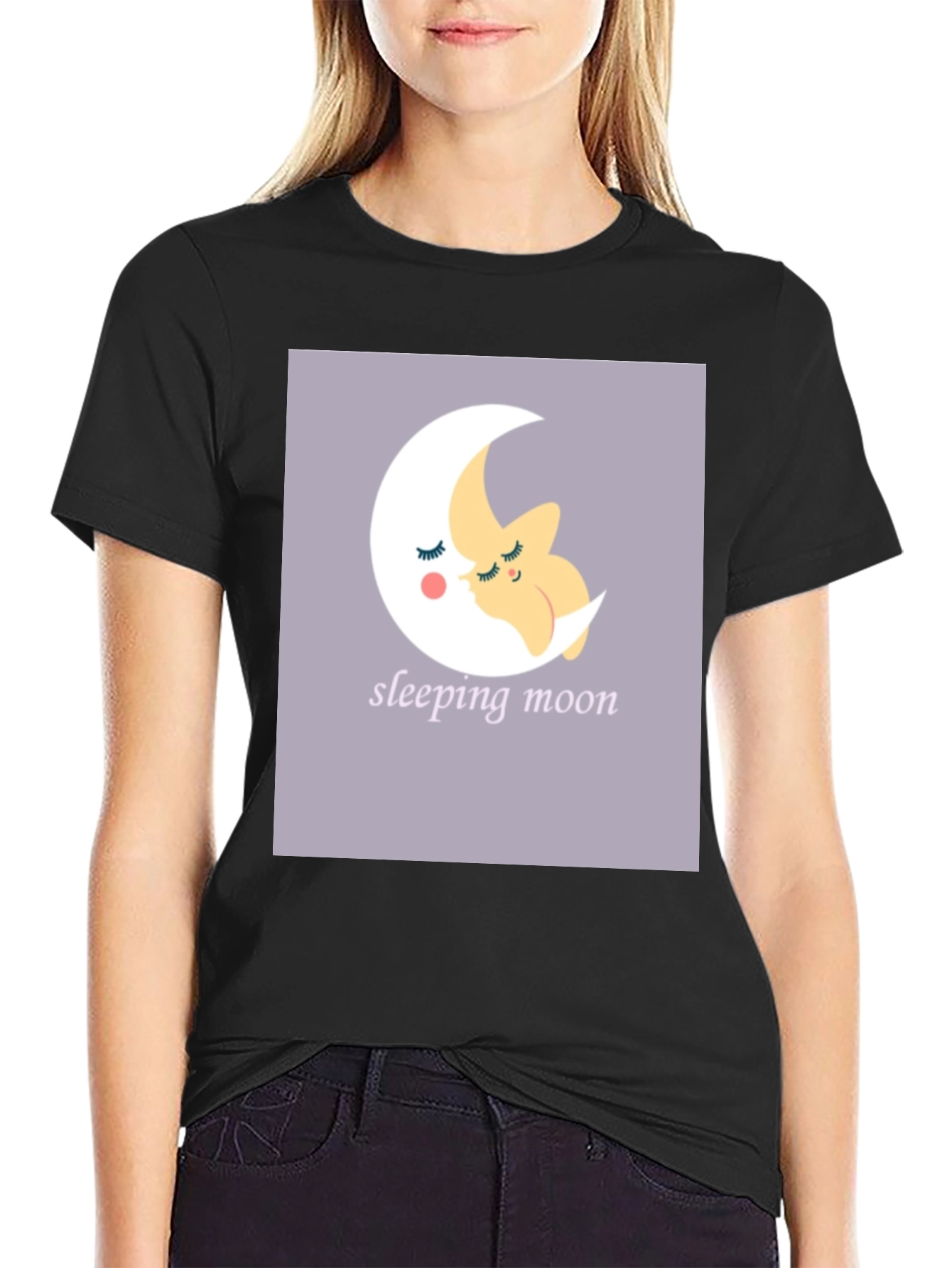 Black Sleeping Moon Graphic Tee - Stylish Comfort view 2