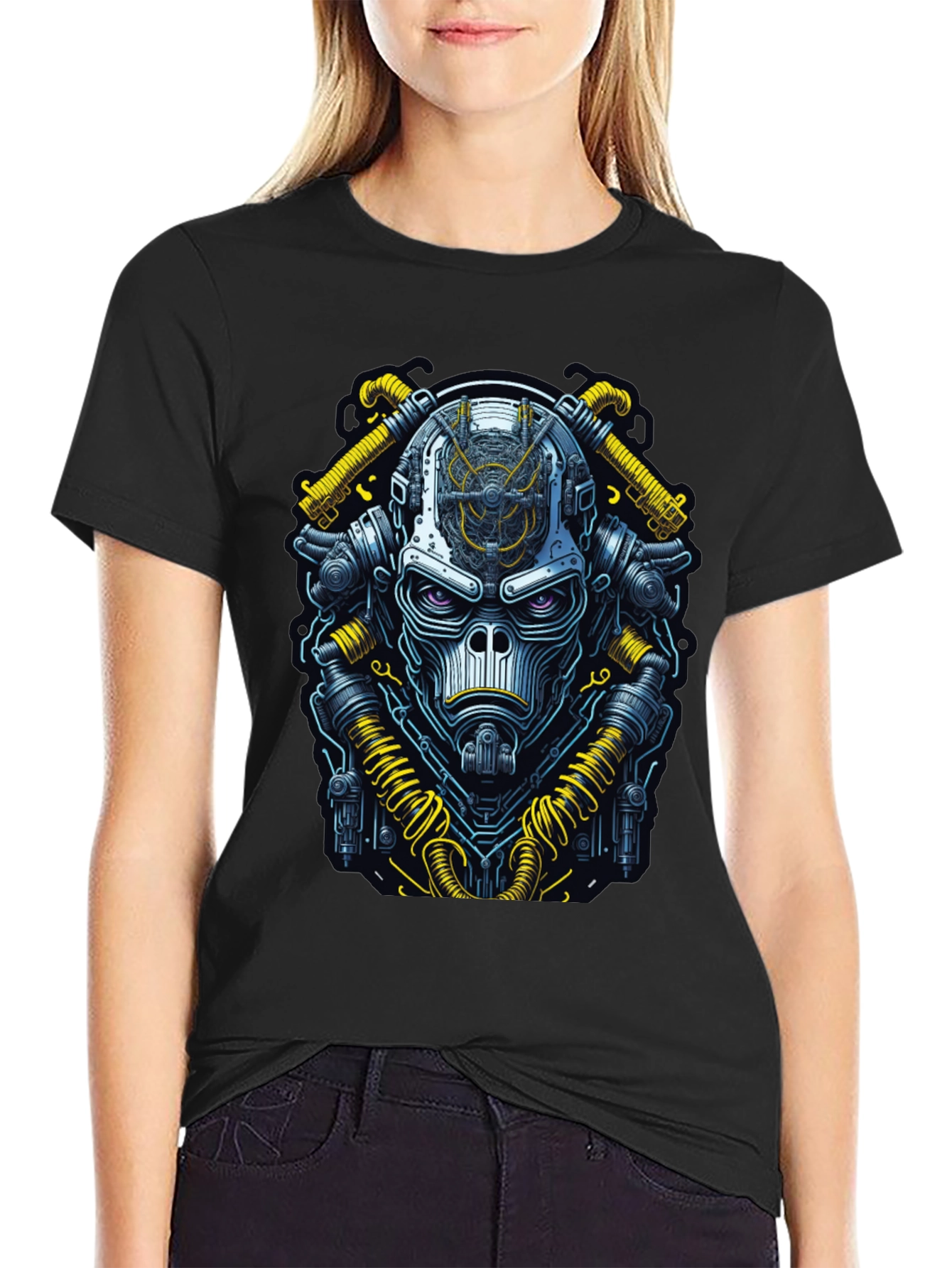 Black Steampunk Monkey Tee - Unique Graphic Design view 2