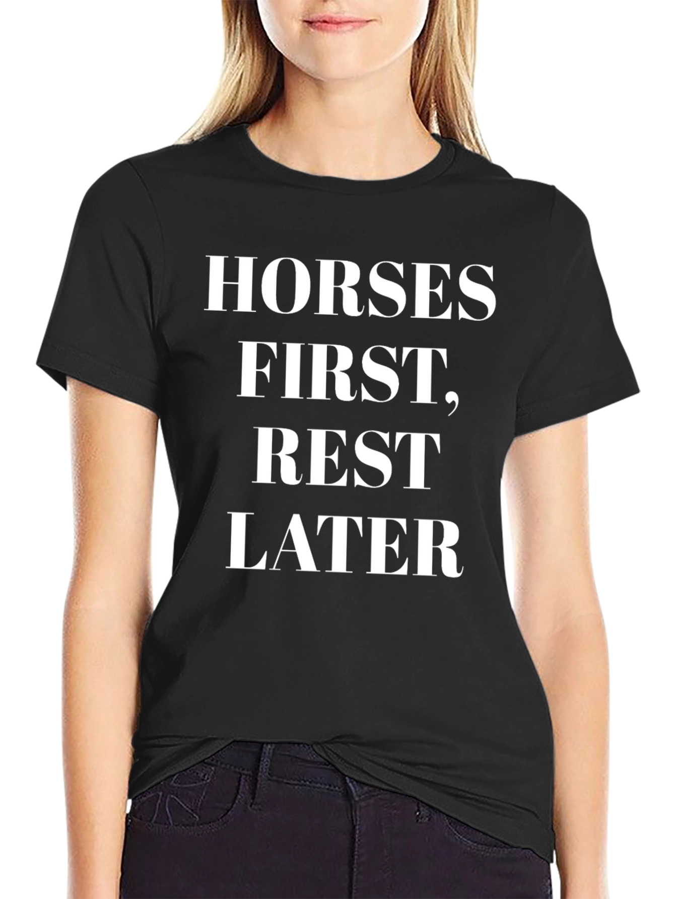 Black Horses First, Rest Later Graphic T-Shirt view 2