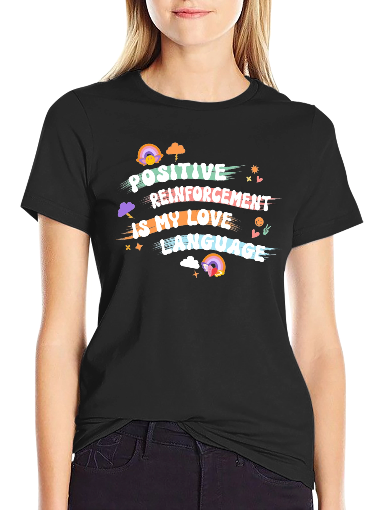 Black Positive Reinforcement Love Language Graphic Tee view 2