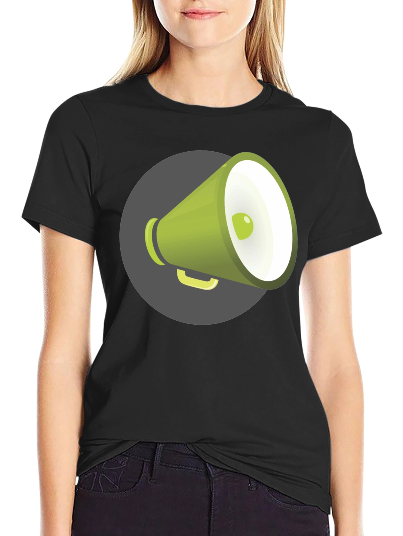 Black Megaphone Graphic Tee - Black Unisex T-Shirt view 2