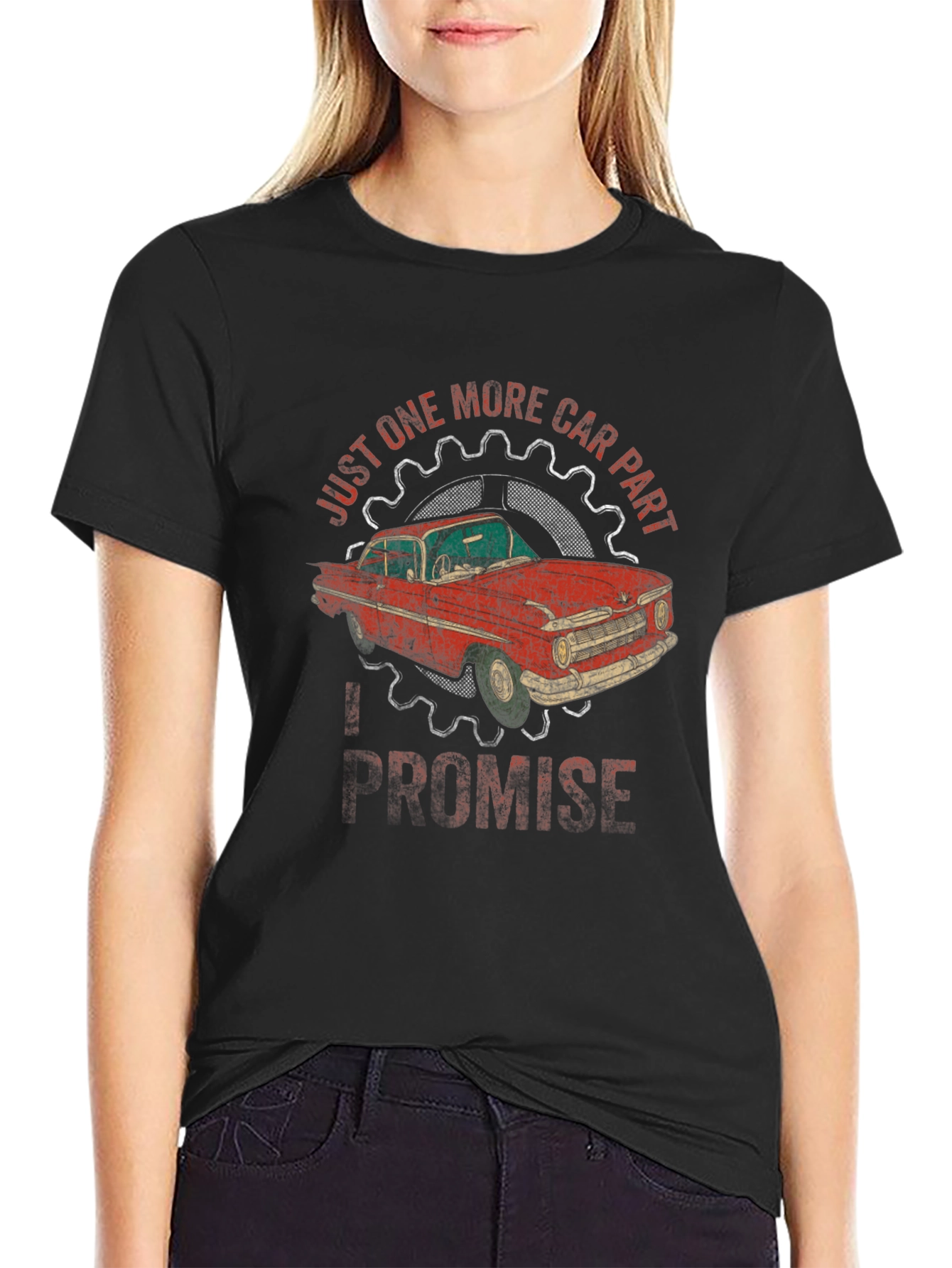 Black Just One More Car Part Promise T-Shirt view 2