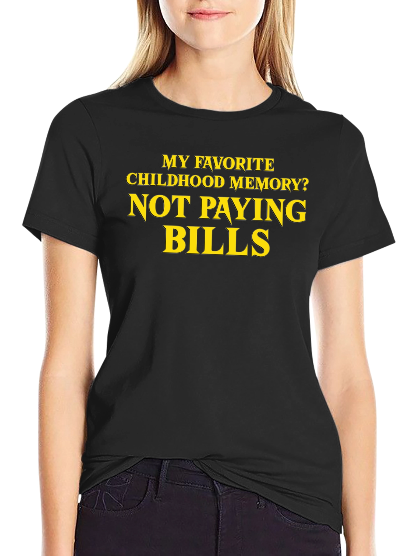 Black Funny "Not Paying Bills" T-Shirt view 2