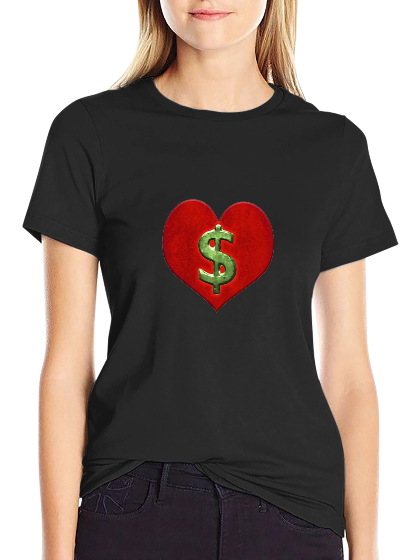 Black Heart & Money Graphic T-Shirt view 2