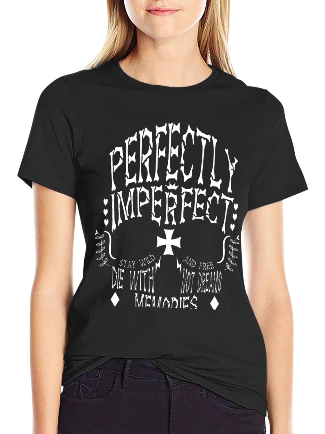 Black Perfectly Imperfect Graphic Tee - Black view 2