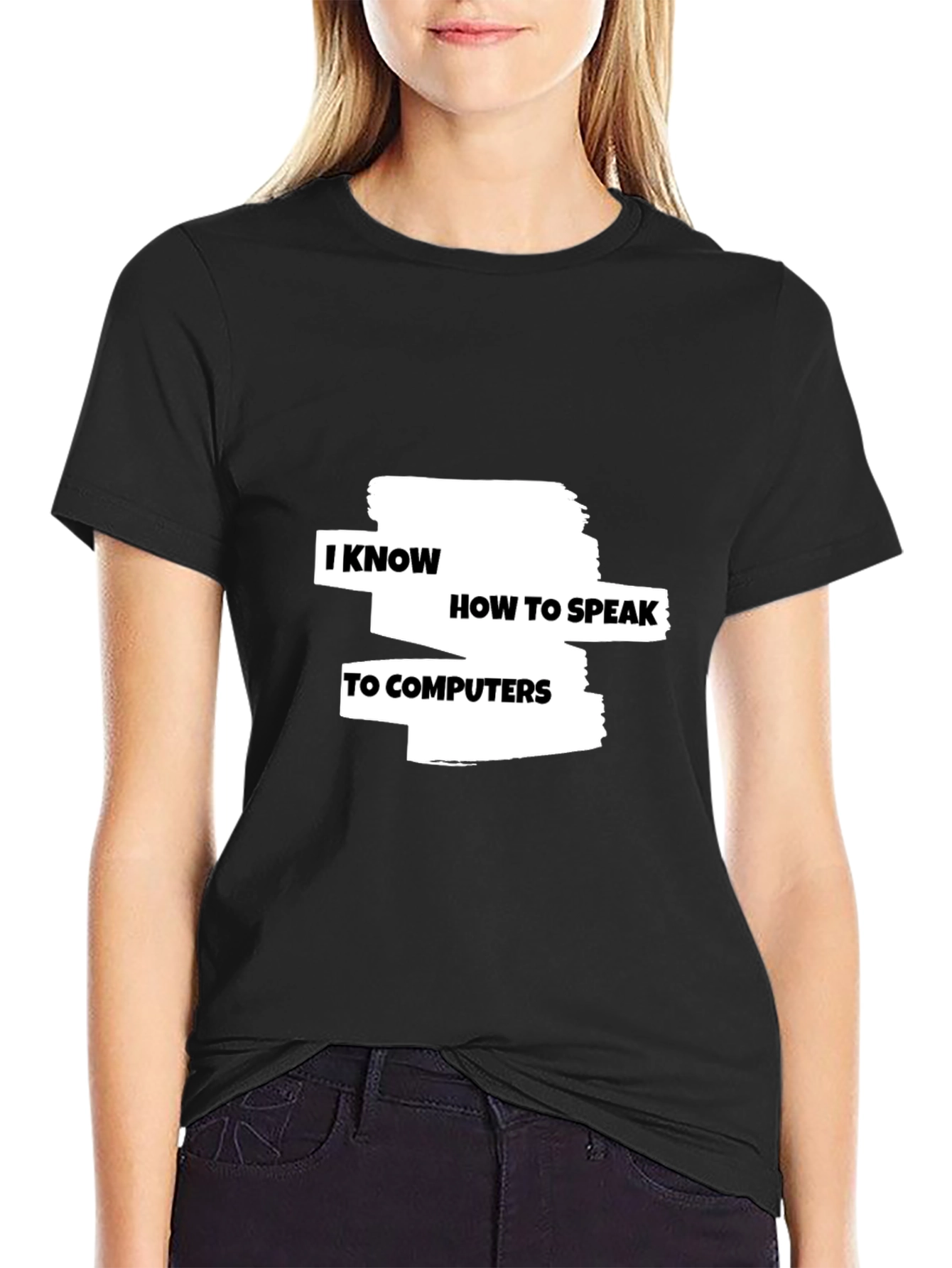 Black I Know How To Speak To Computers Graphic Tee view 2
