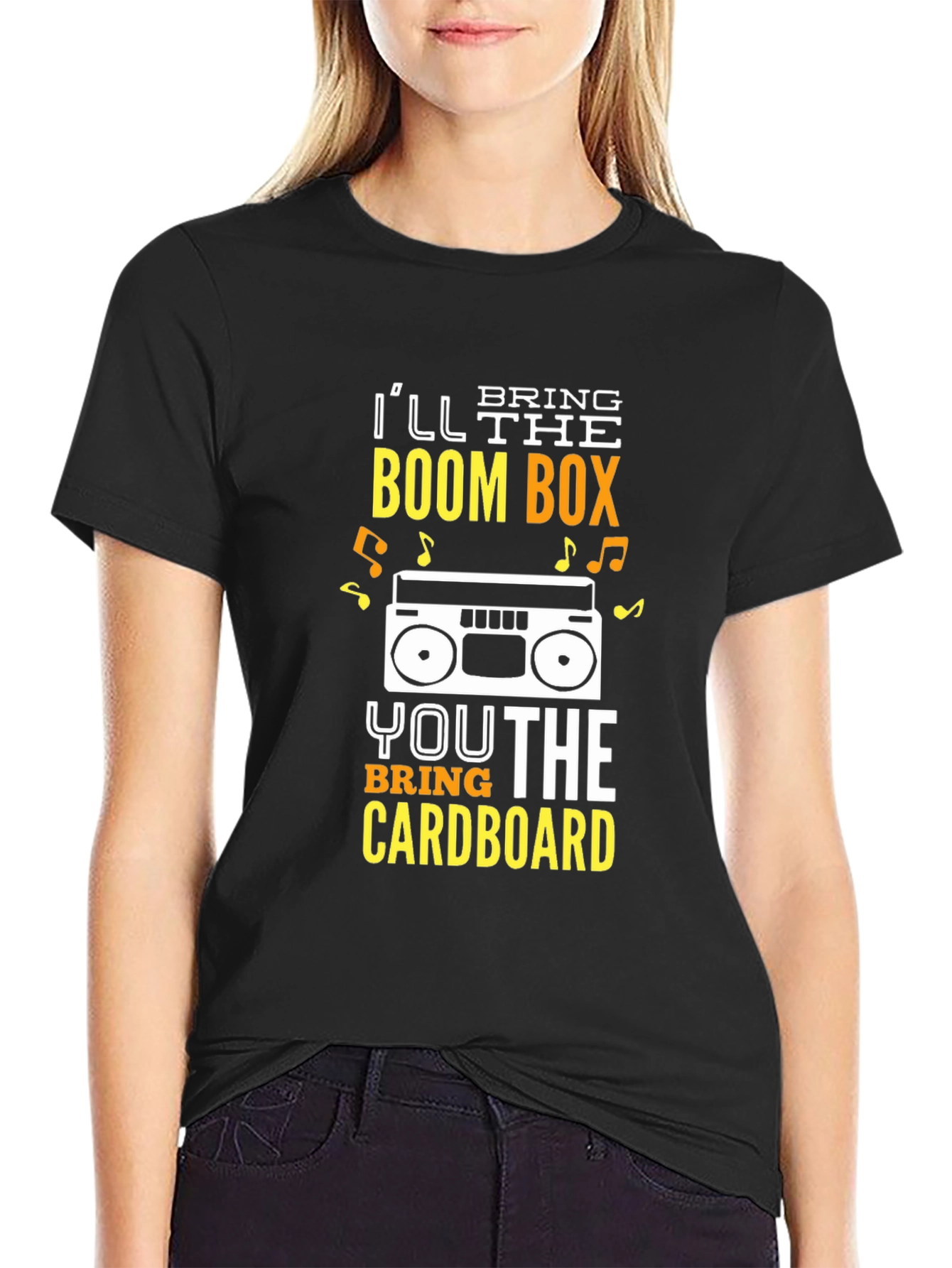 Black Boombox & Cardboard T-Shirt - Dance Party Tee view 2