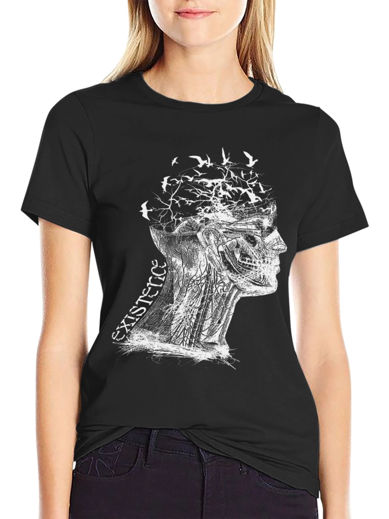 Black Existence Graphic Print Black T-Shirt view 2