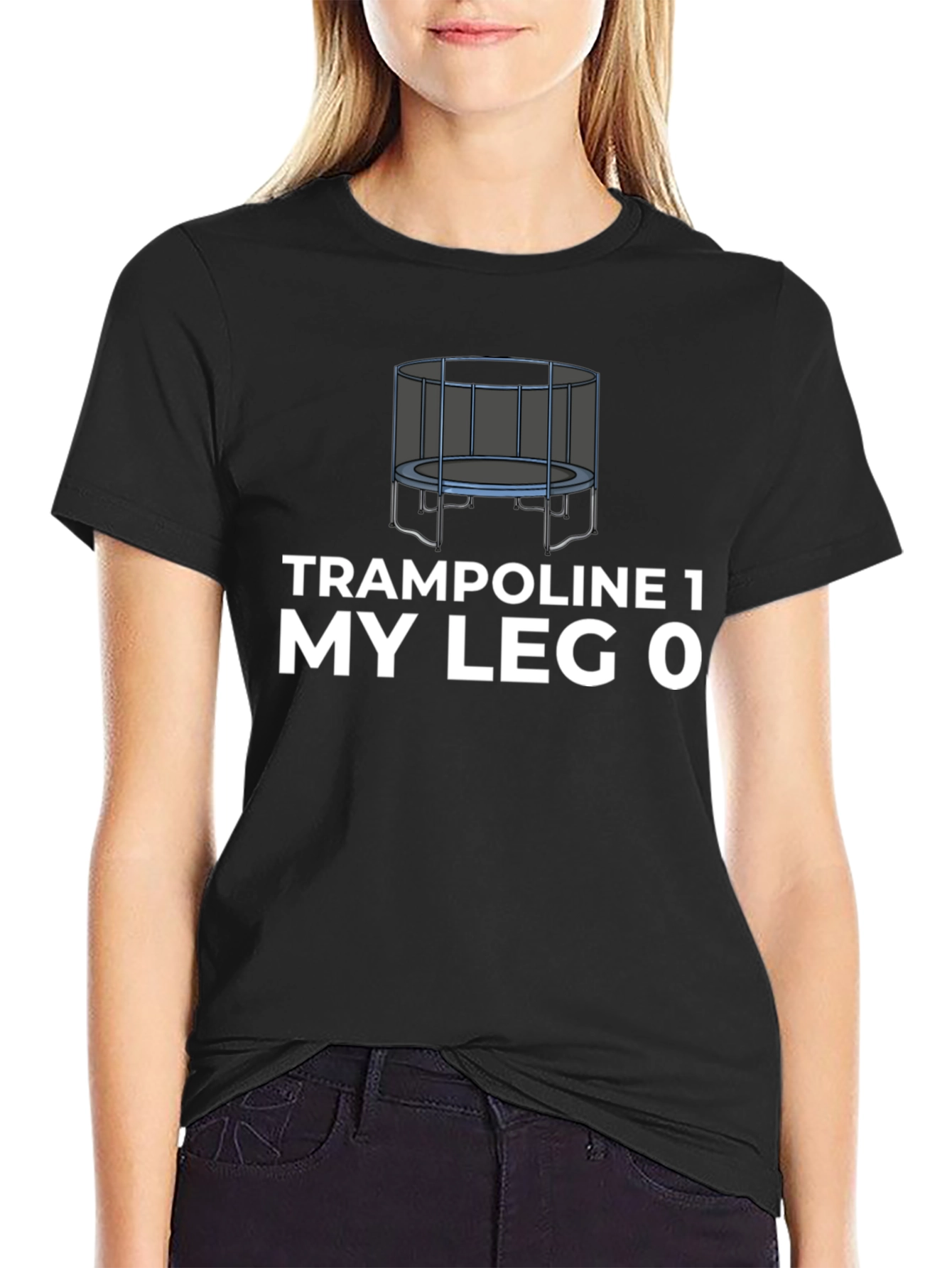 Black Trampoline Humor Graphic T-Shirt view 2