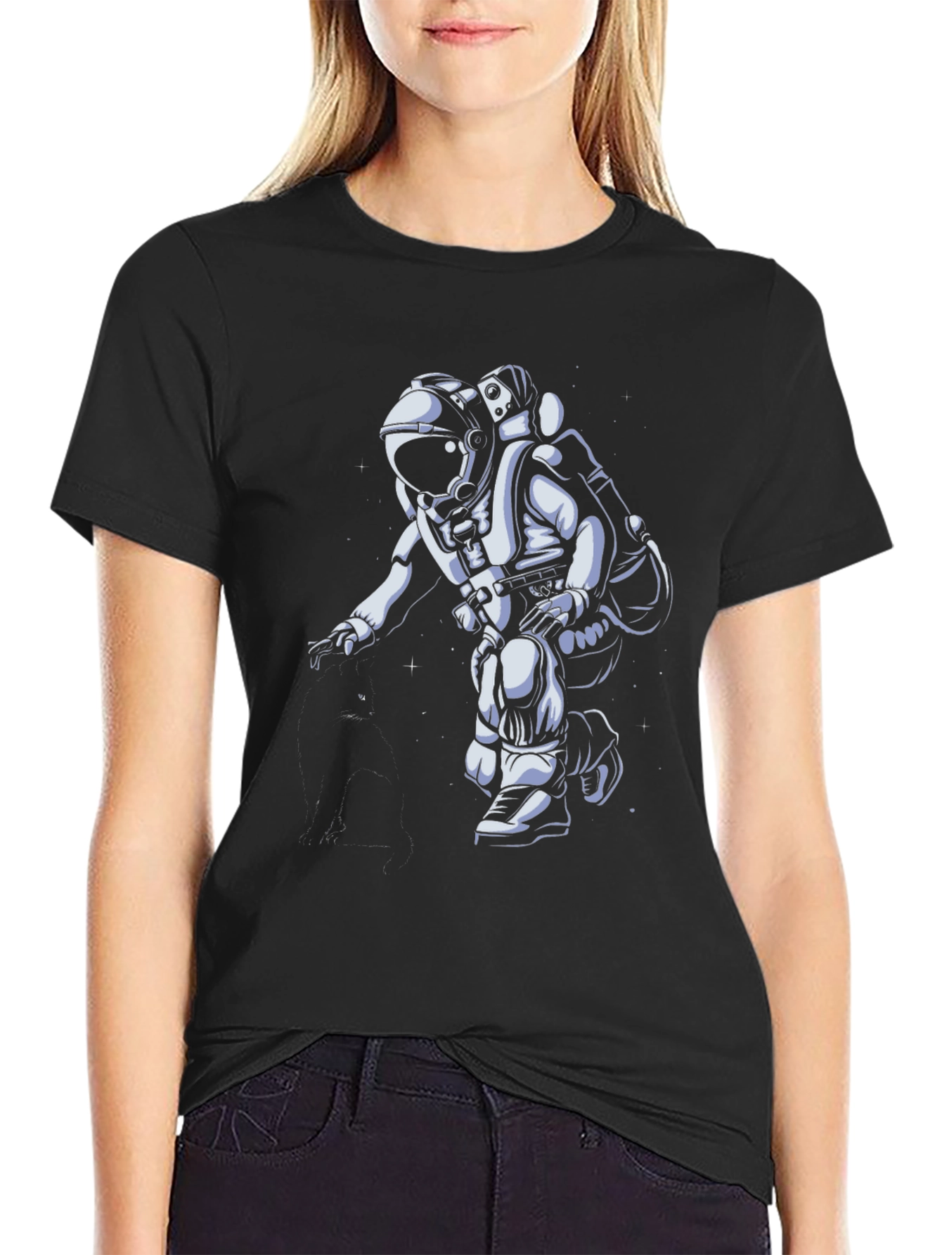 Black Astronaut Graphic Tee - Black Cotton Blend view 2