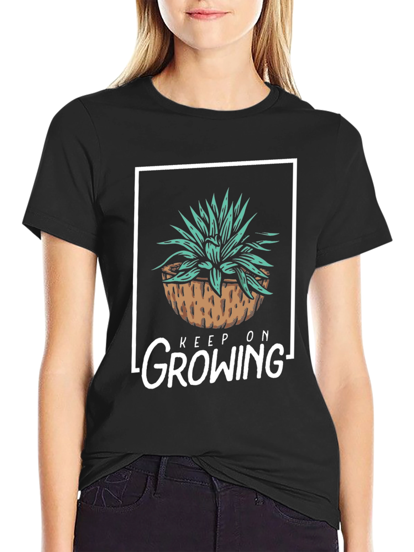 Black Keep On Growing T-Shirt - Black Graphic Tee view 2