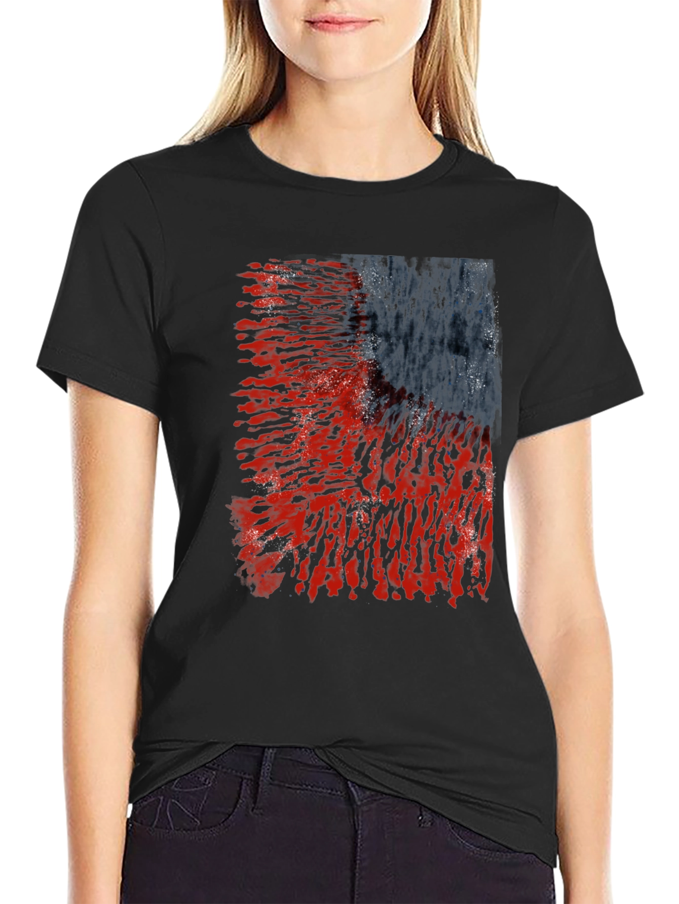 Black Abstract Graphic Black T-Shirt view 2