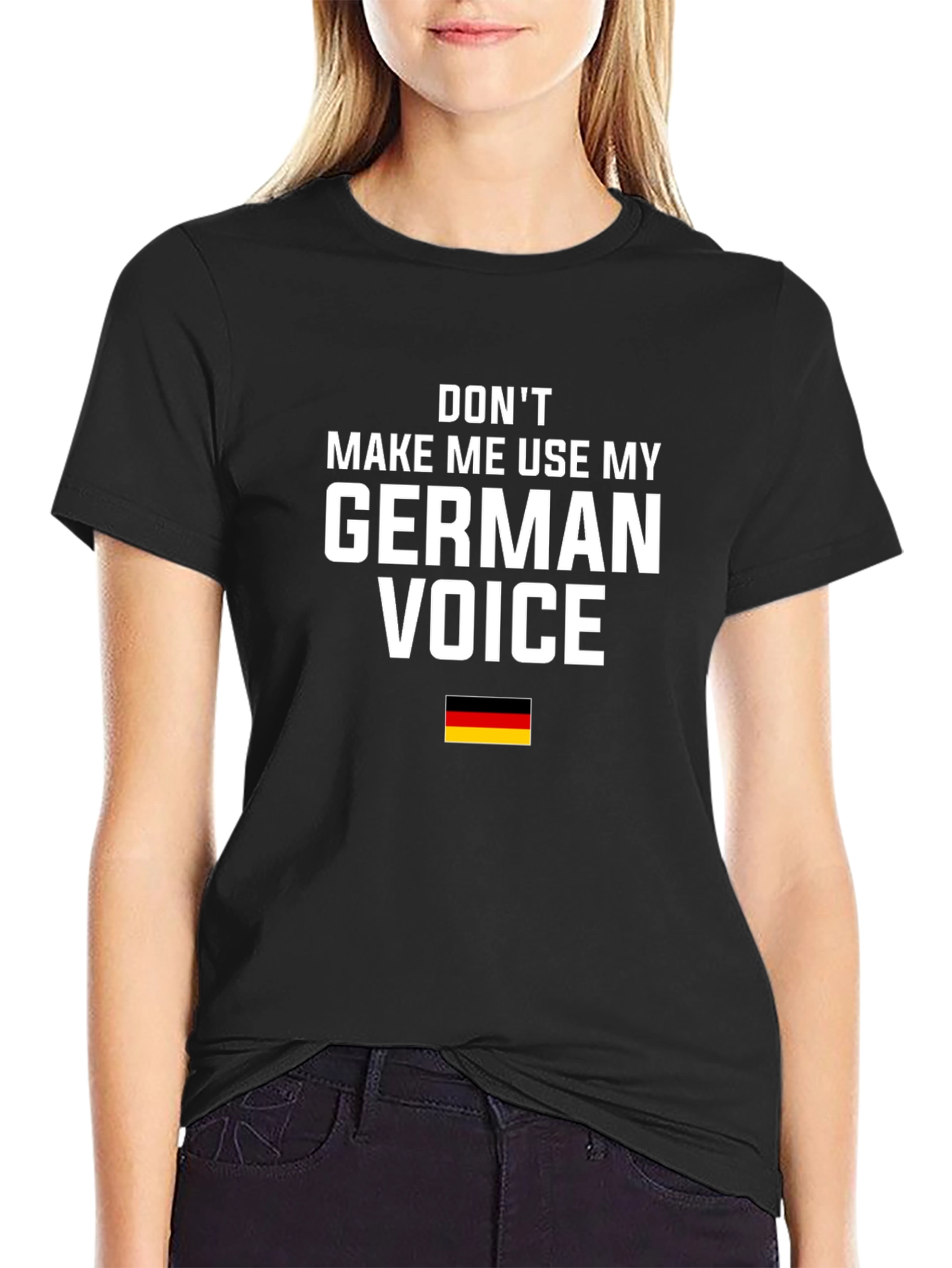 Black Funny German Voice T-Shirt - Black view 2