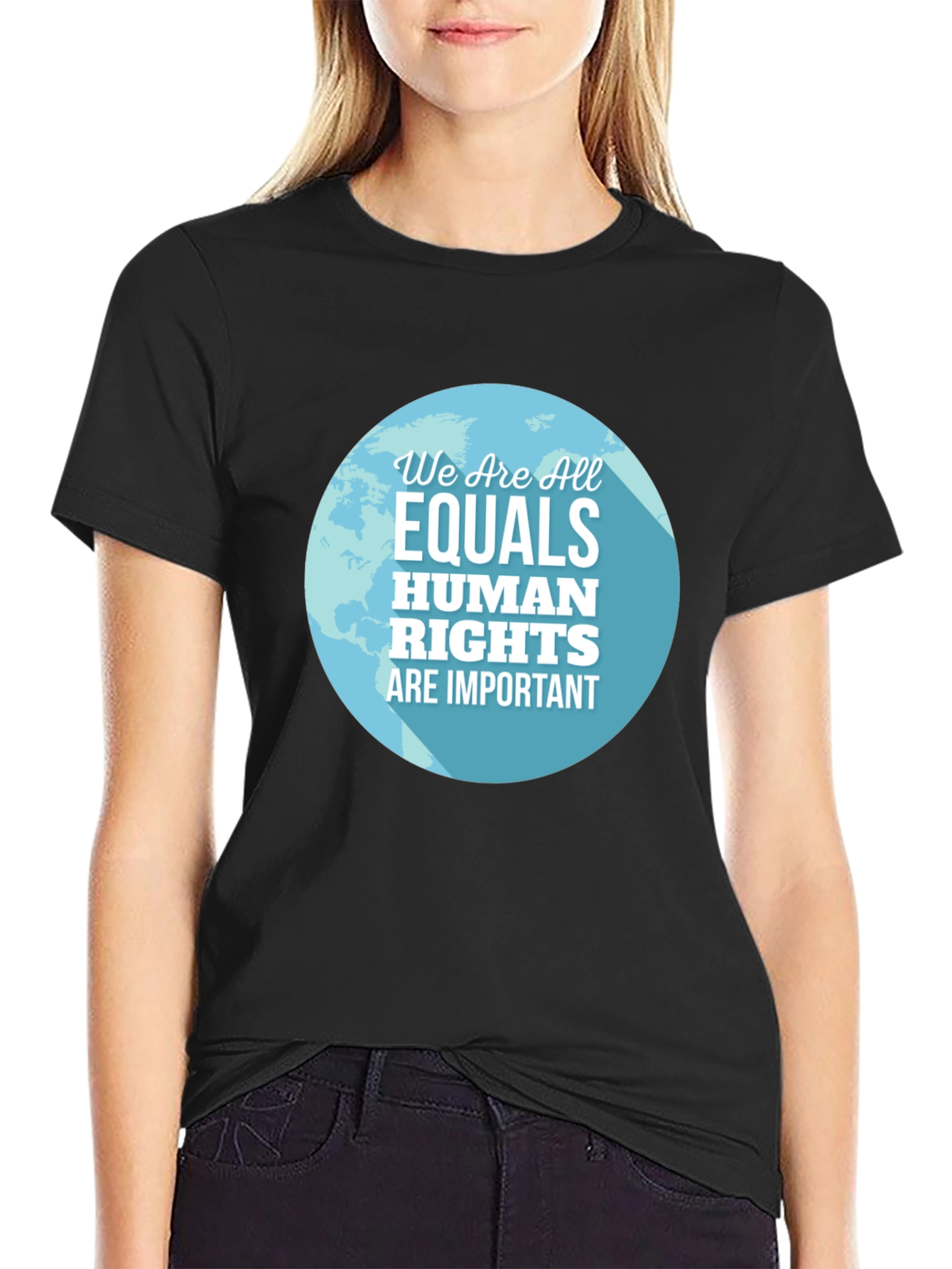 Black Equality Human Rights Graphic Tee - Black view 2
