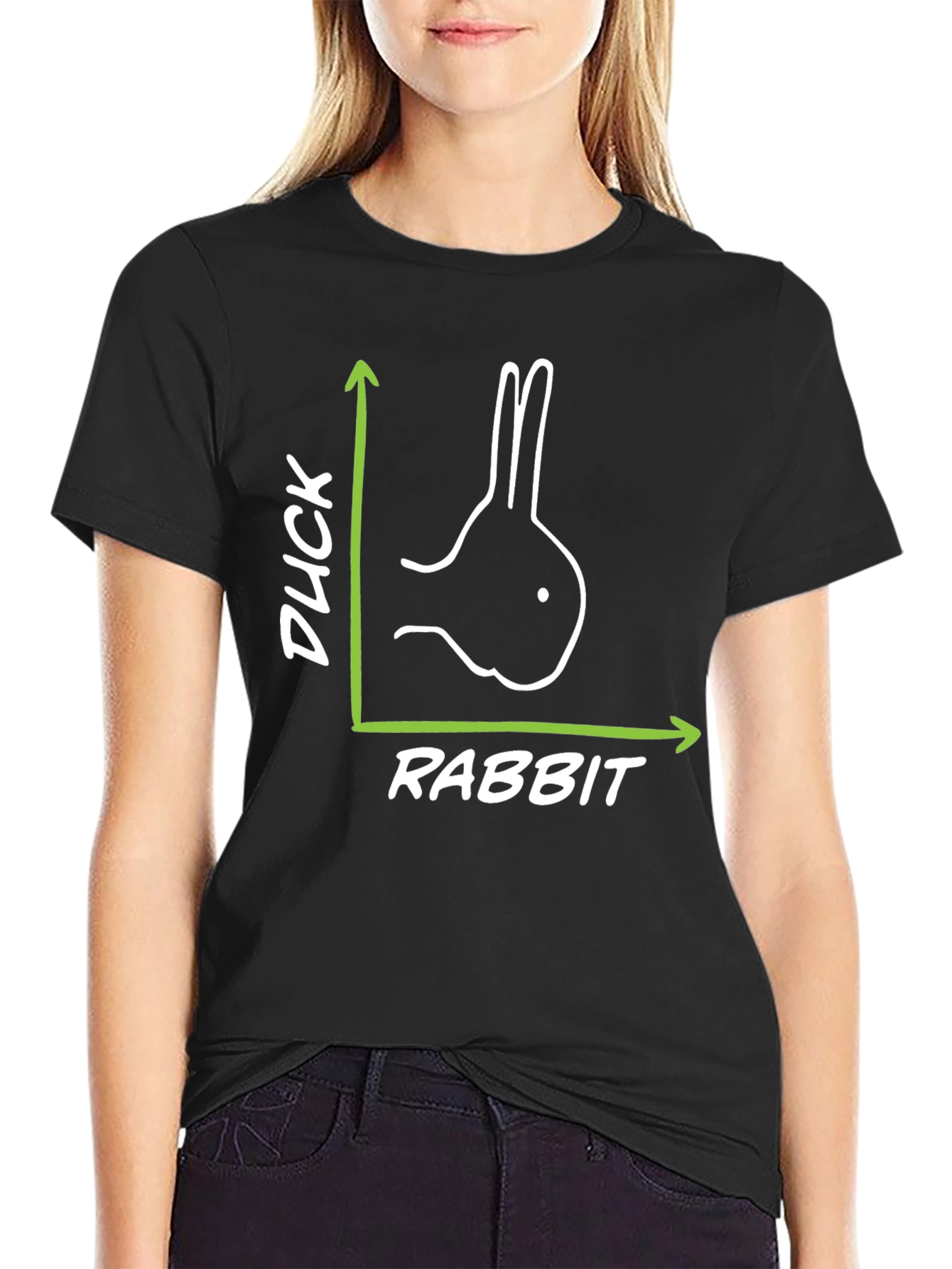 Black Duck or Rabbit? Optical Illusion Graphic Tee view 2