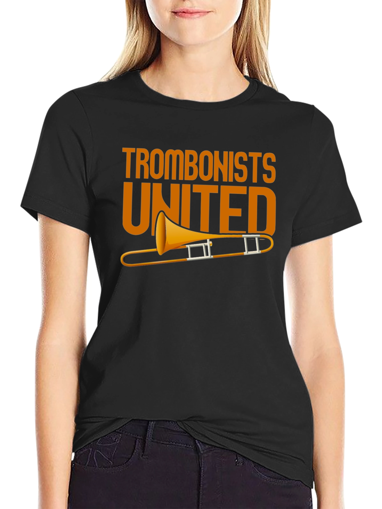 Black Trombonists United Graphic T-Shirt - Music Lover Tee view 2