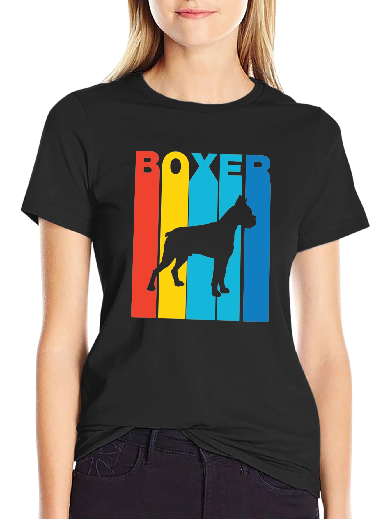 Black Boxer Dog Silhouette Graphic Tee view 2