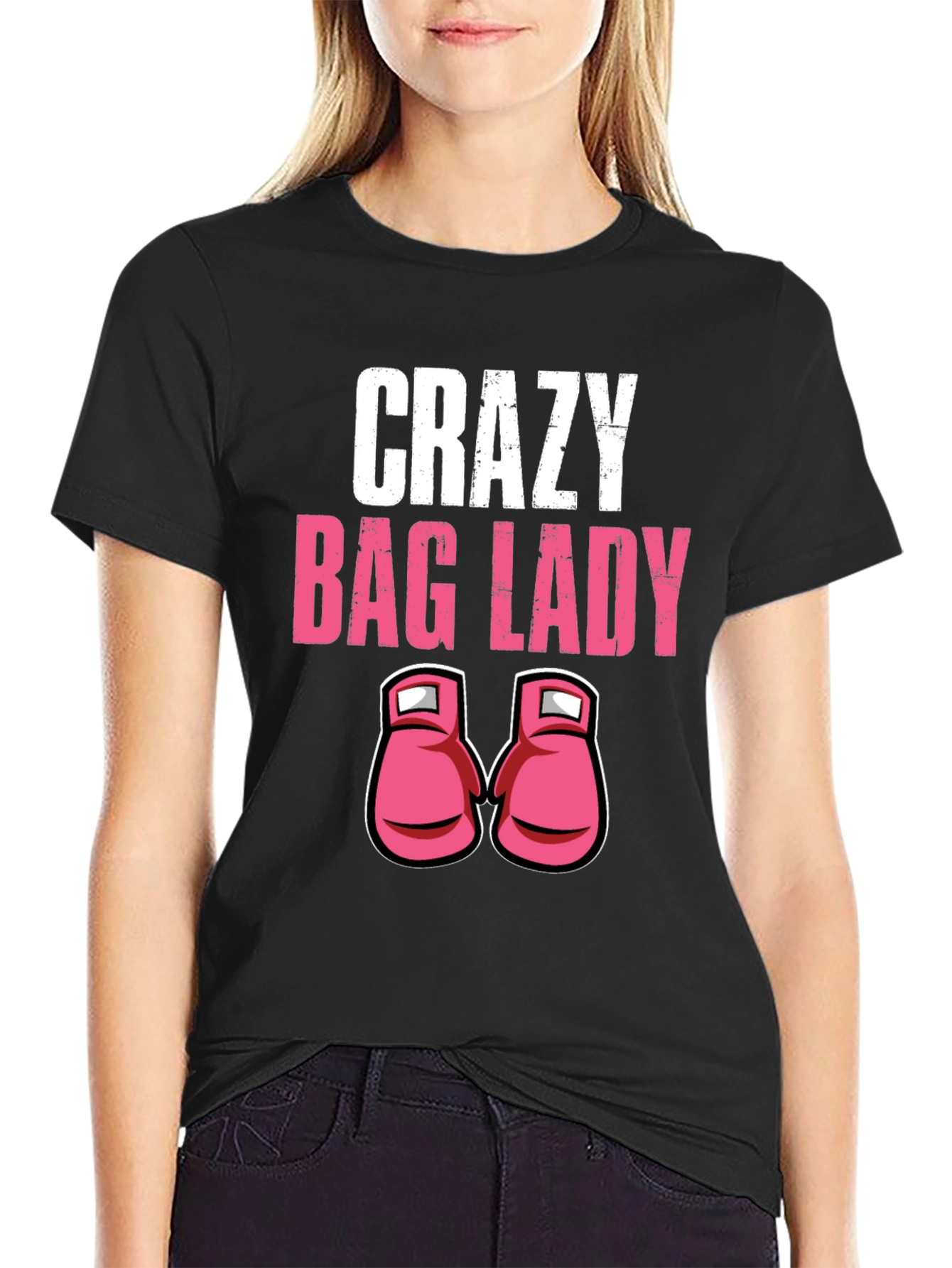 Black Crazy Bag Lady T-Shirt view 2