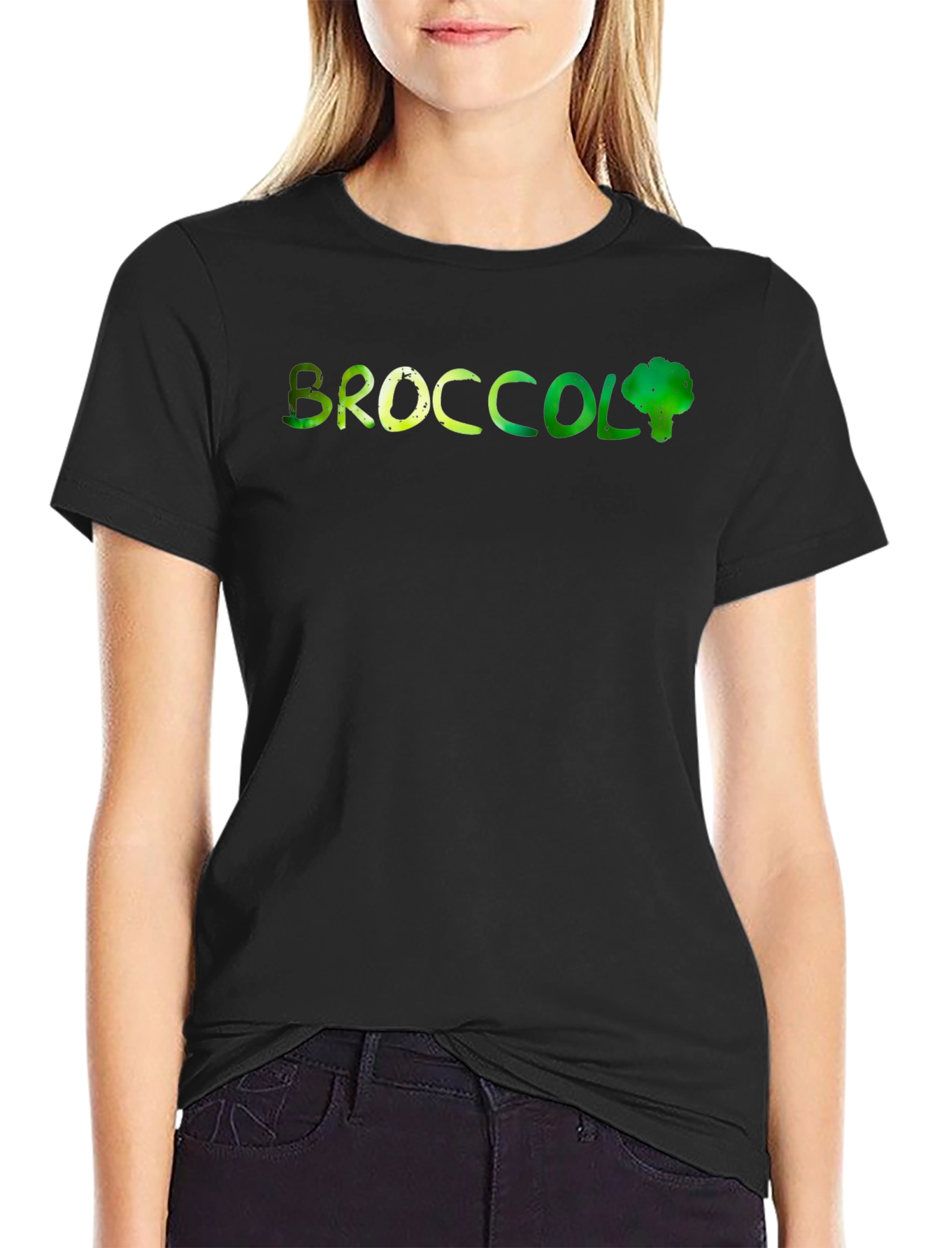 Black Broccoli Graphic Print Men's Black T-Shirt view 2