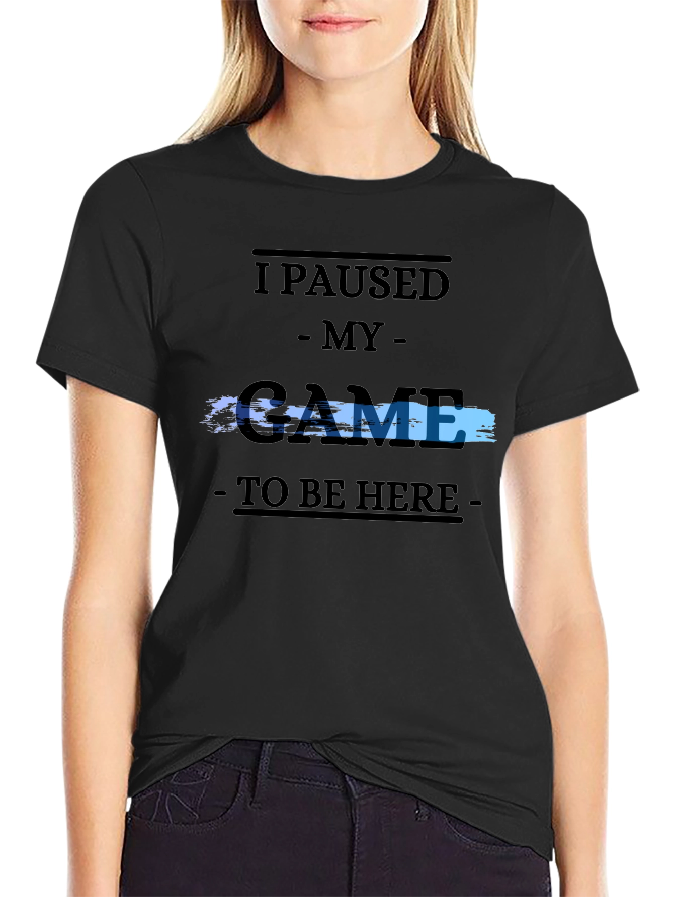 Black Gamer Tee: "I Paused My Game" view 2