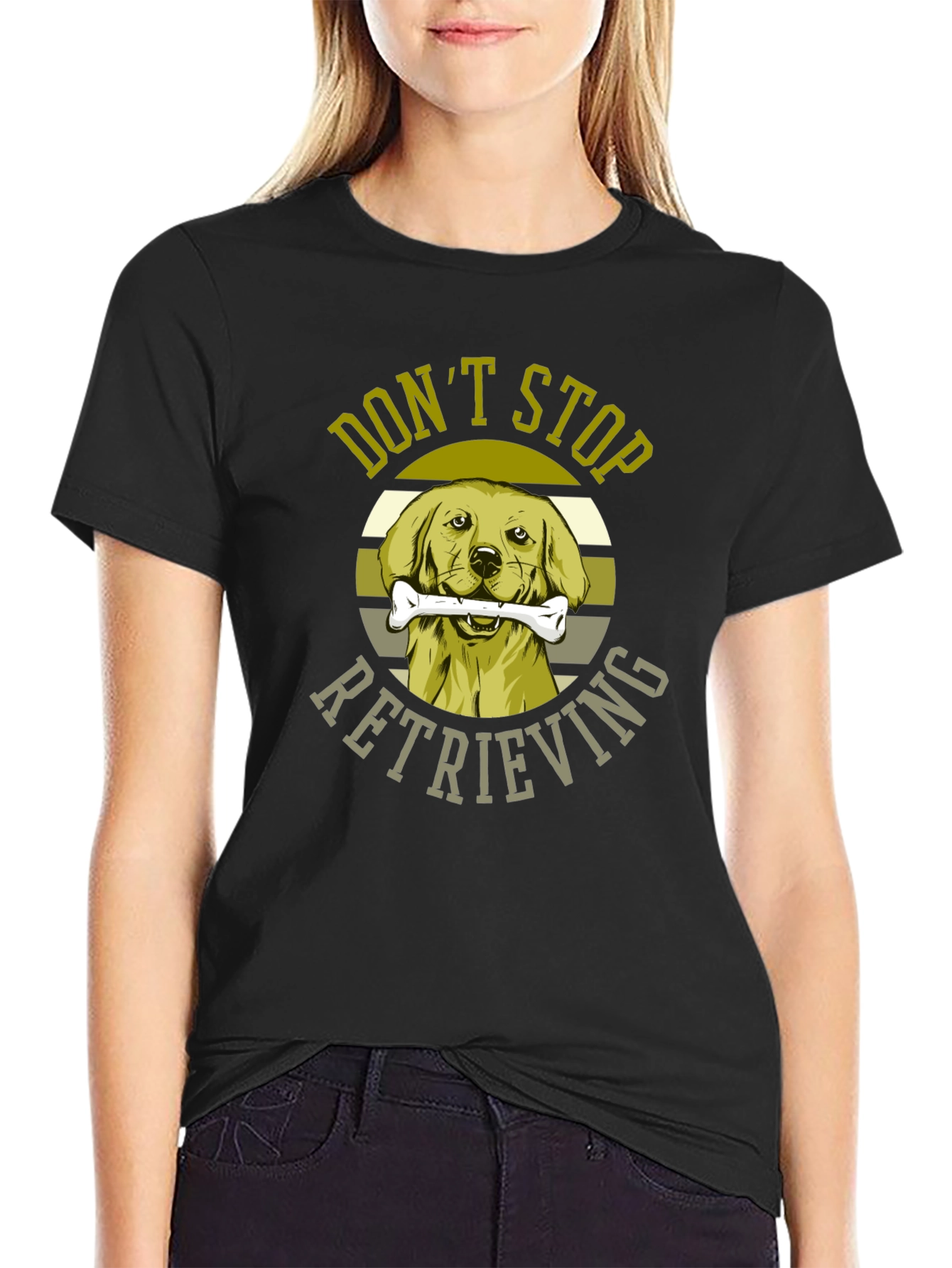 Black Don't Stop Retrieving Dog Graphic T-Shirt view 2