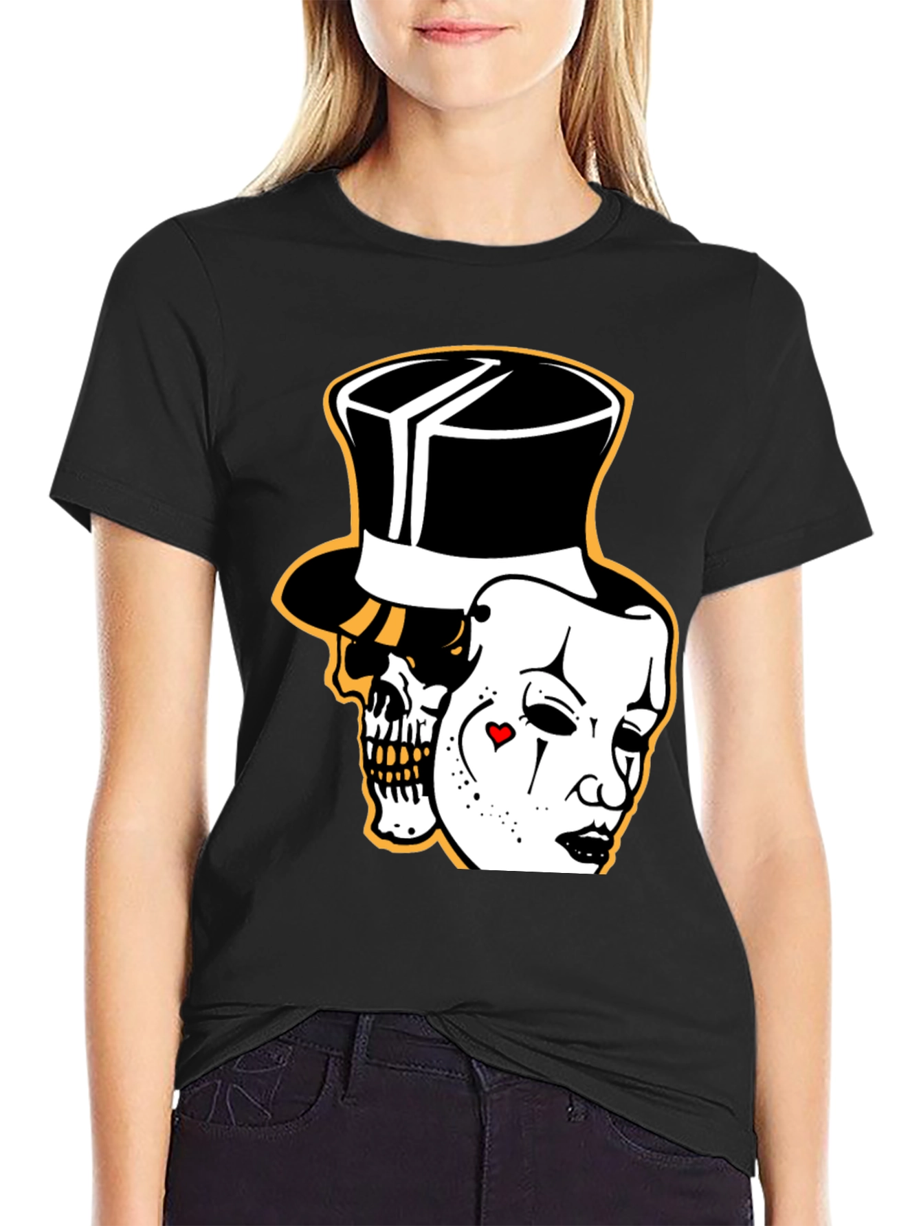Black Skull & Mask Graphic Tee - Unique Design, Stylish Fit view 2